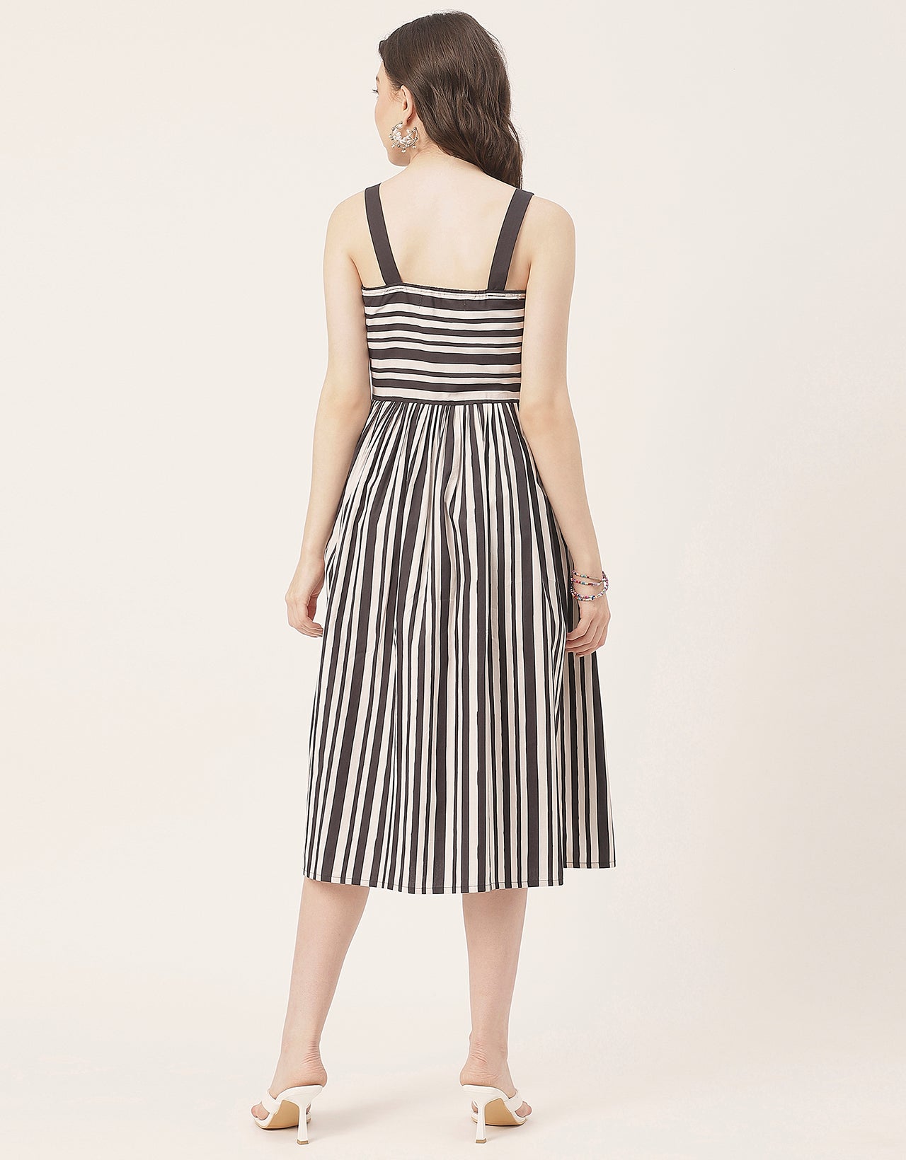 Sleeveless Square Neck Fit And Flare Cotton Dress