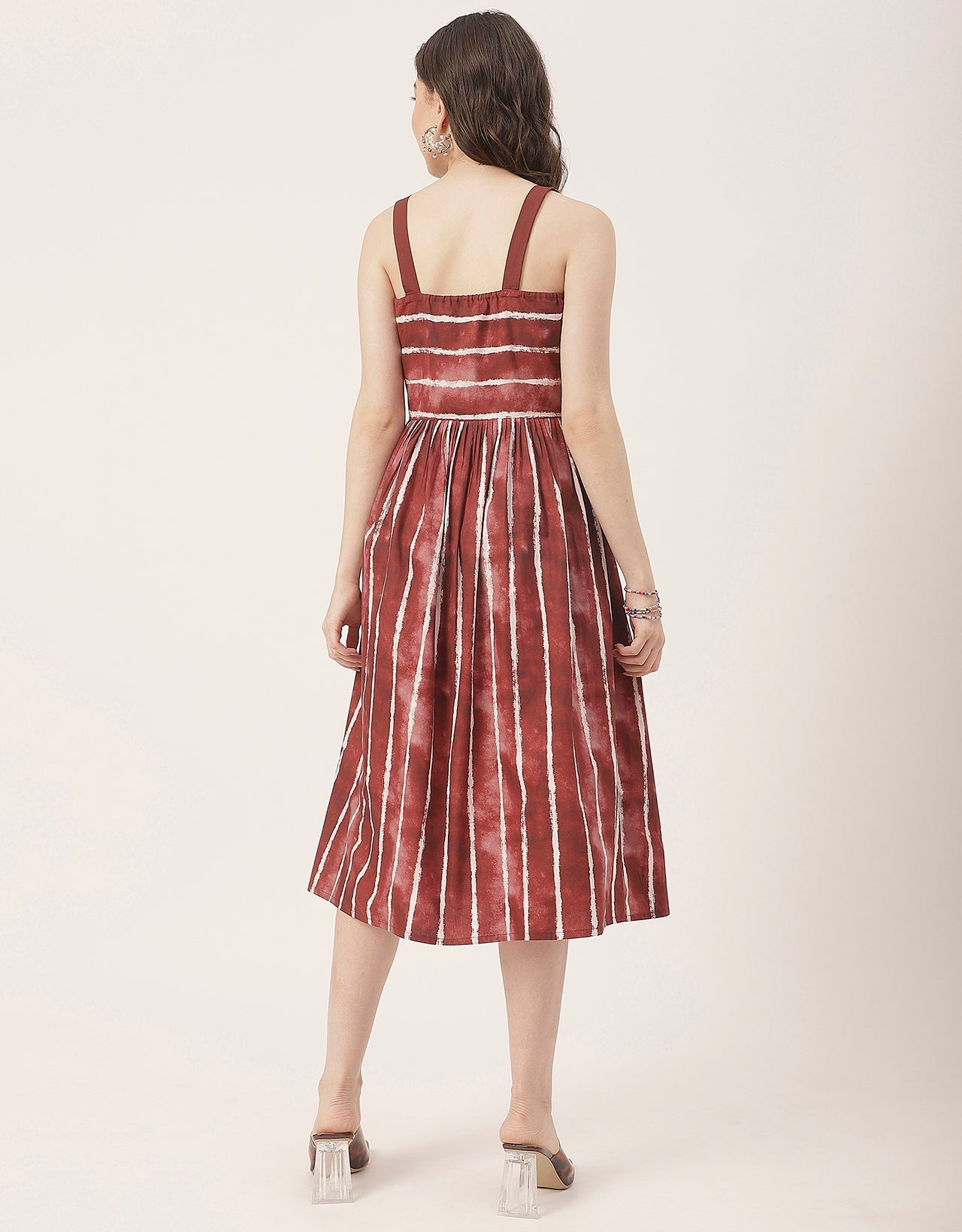 Sleeveless Square Neck Fit And Flare Cotton Dress