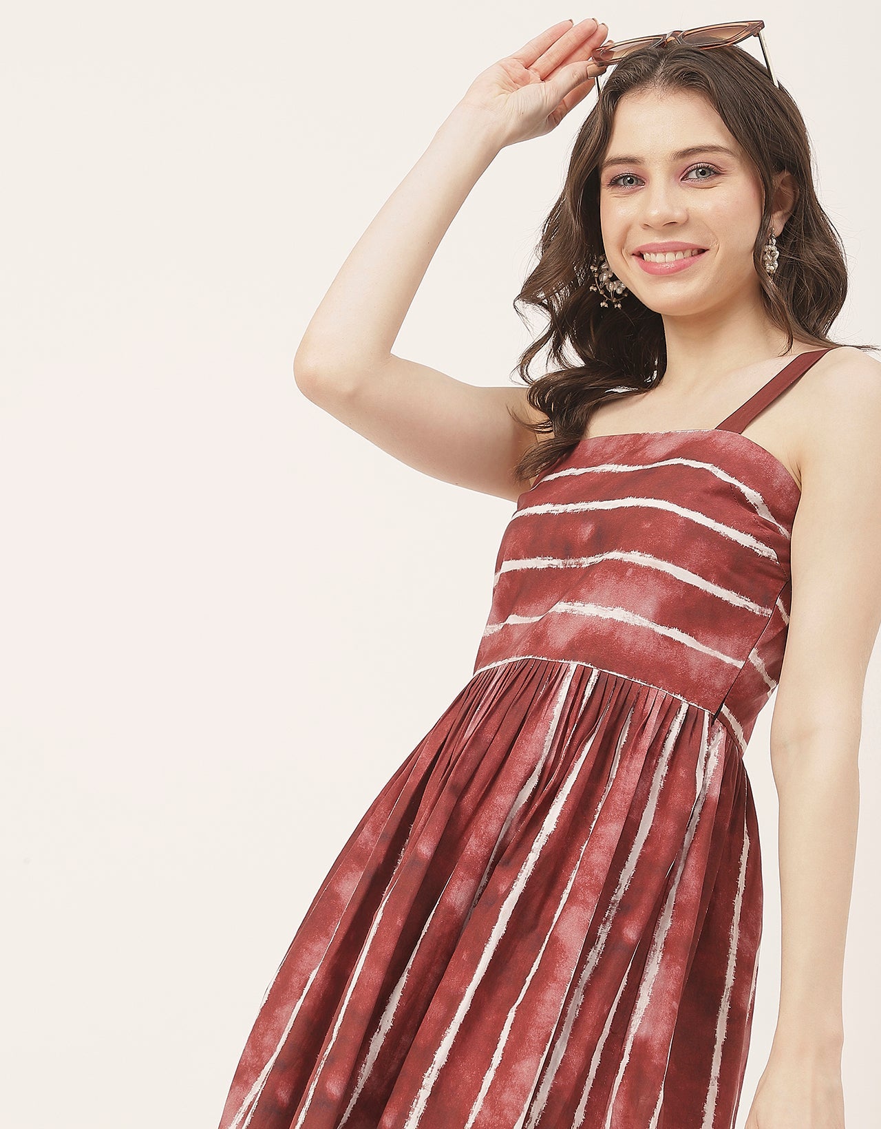 Sleeveless Square Neck Fit And Flare Cotton Dress
