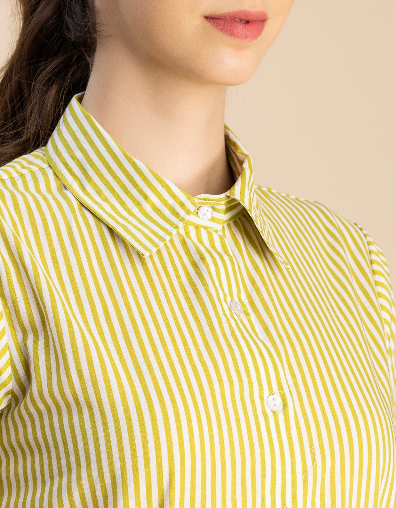 Short Sleeve A-Line Shirt Collar Cotton Dress