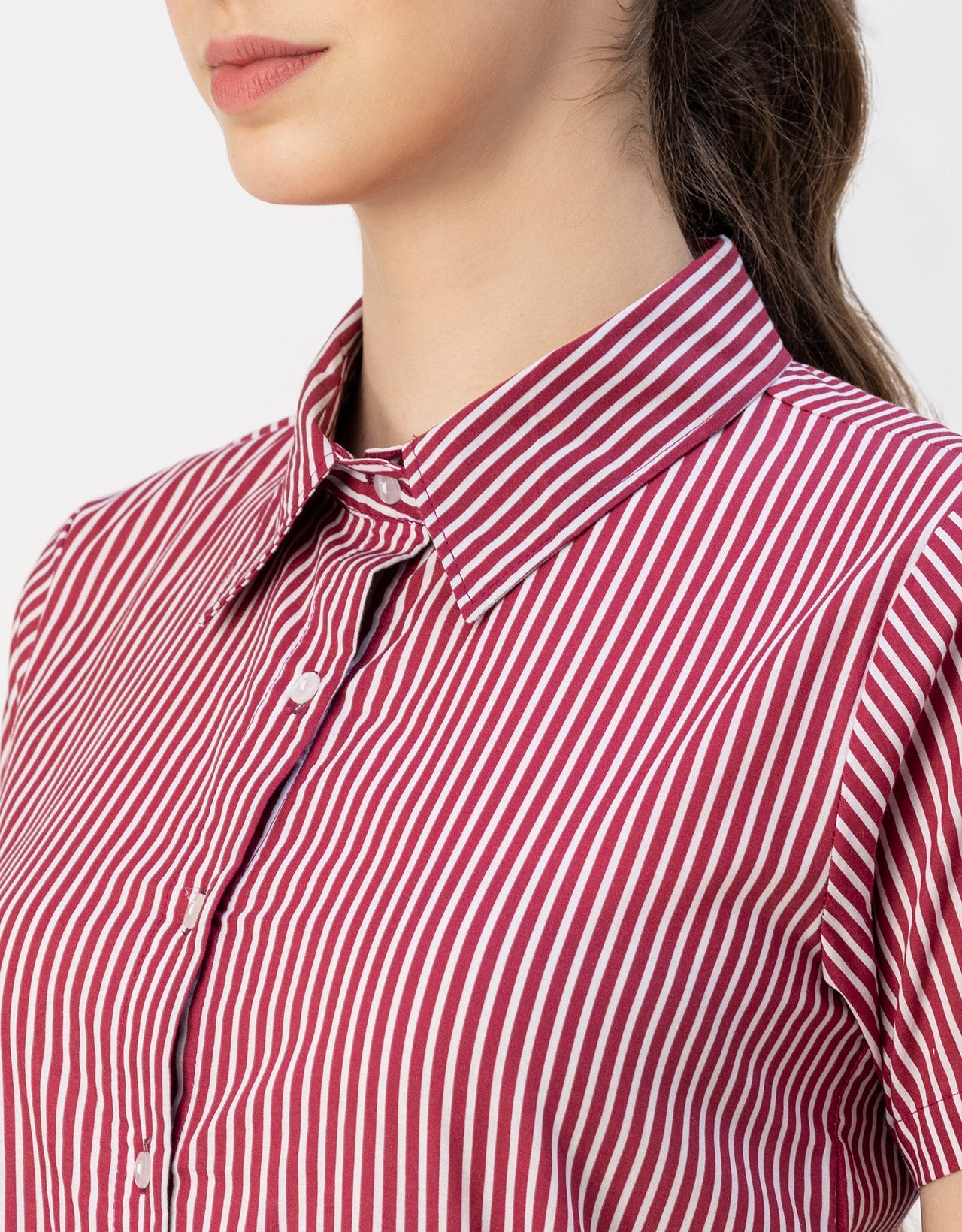 Short Sleeve A-Line Shirt Collar Cotton Dress