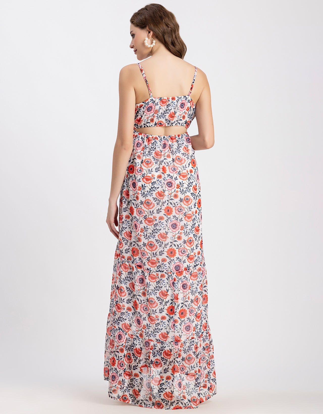 Sleeveless V Neck A-Line Printed Dress