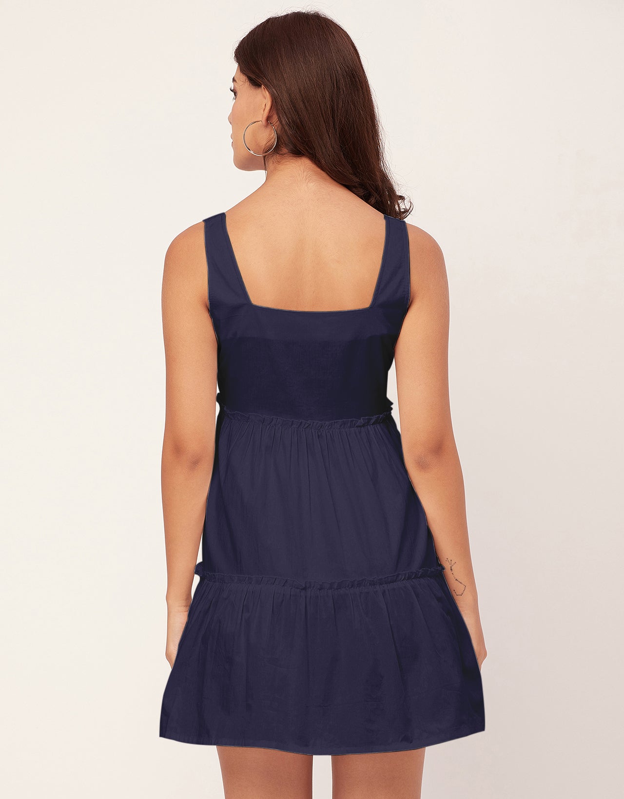 Shoulder Straps Square Neck Solid Cotton Dress