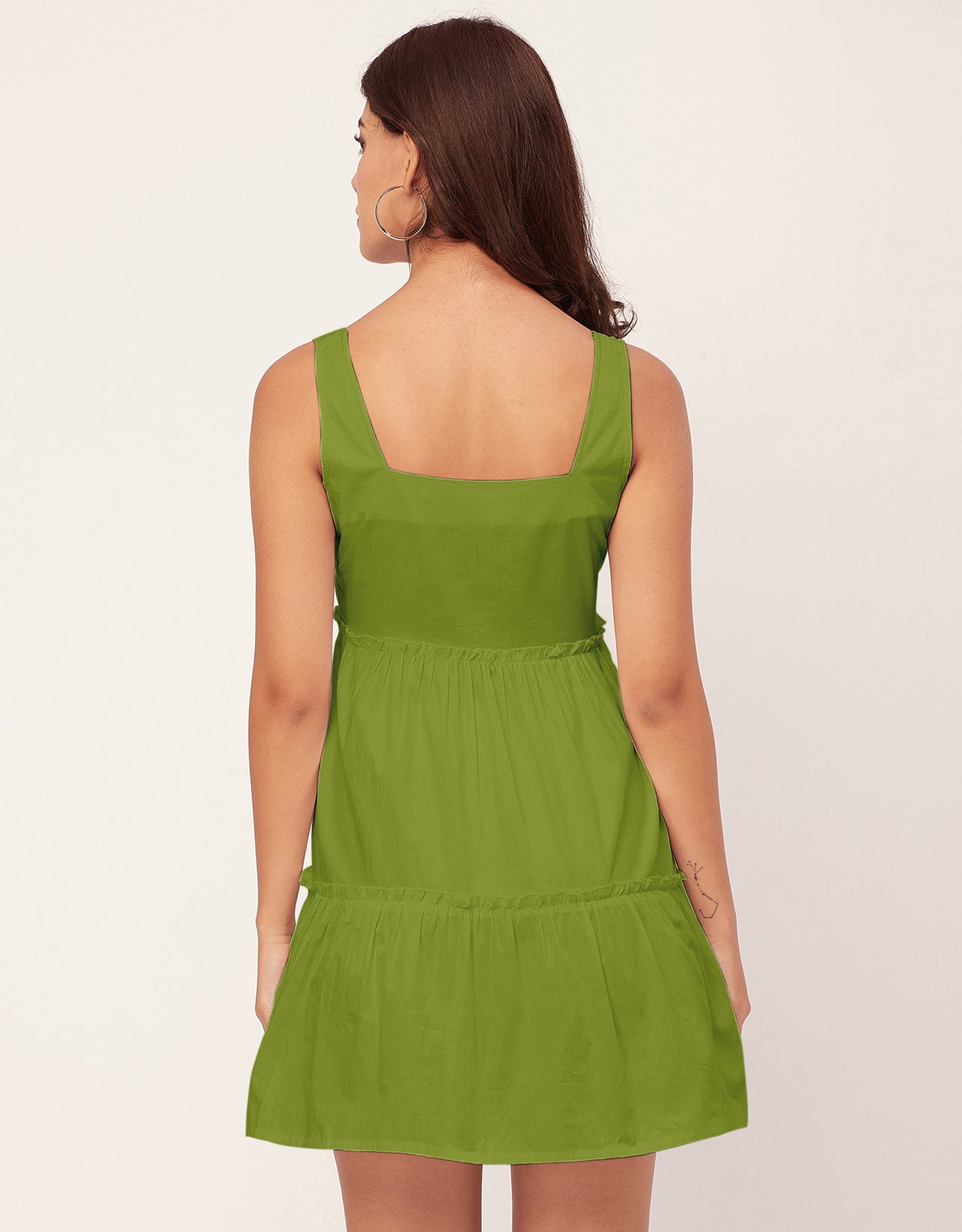 Shoulder Straps Square Neck Solid Cotton Dress