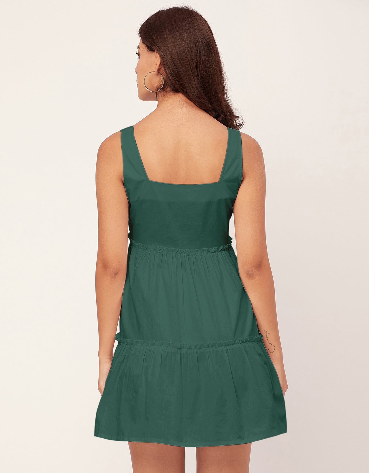 Shoulder Straps Square Neck Solid Cotton Dress
