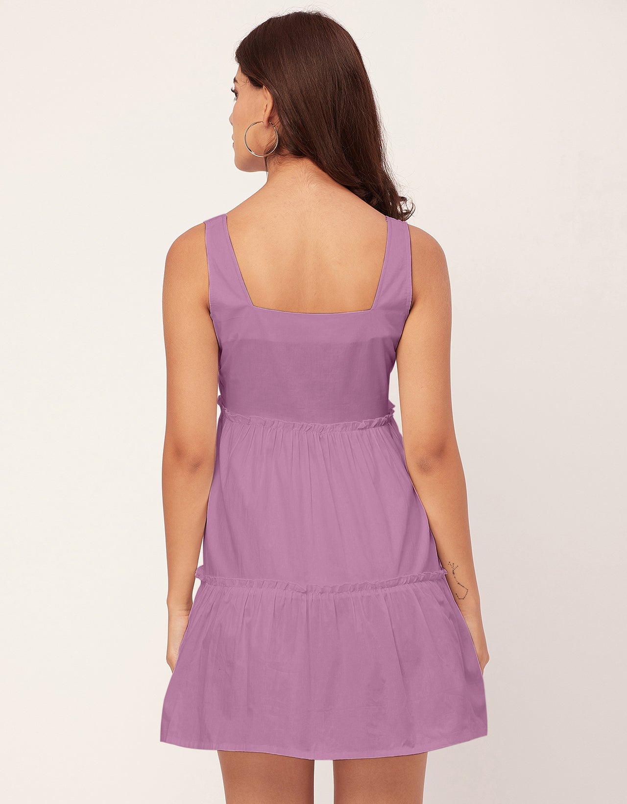 Shoulder Straps Square Neck Solid Cotton Dress