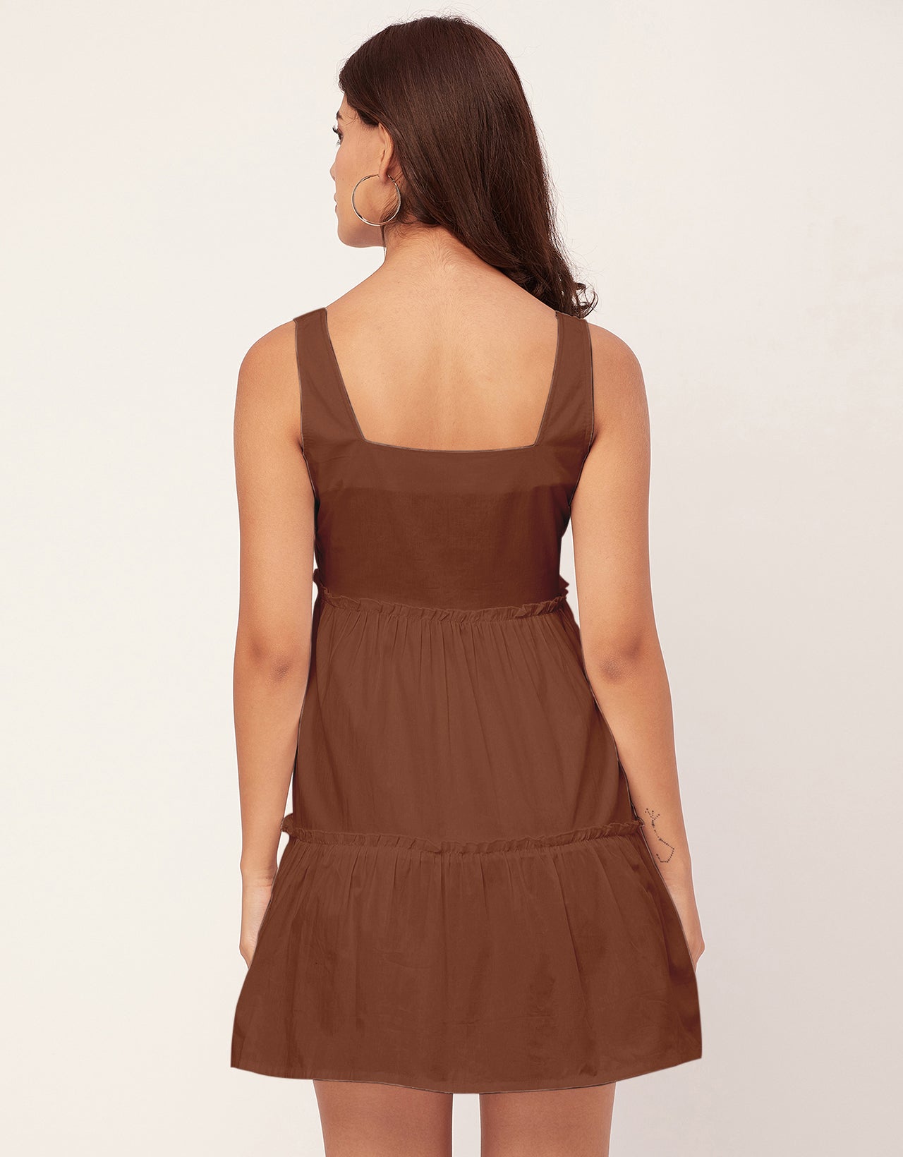 Shoulder Straps Square Neck Solid Cotton Dress