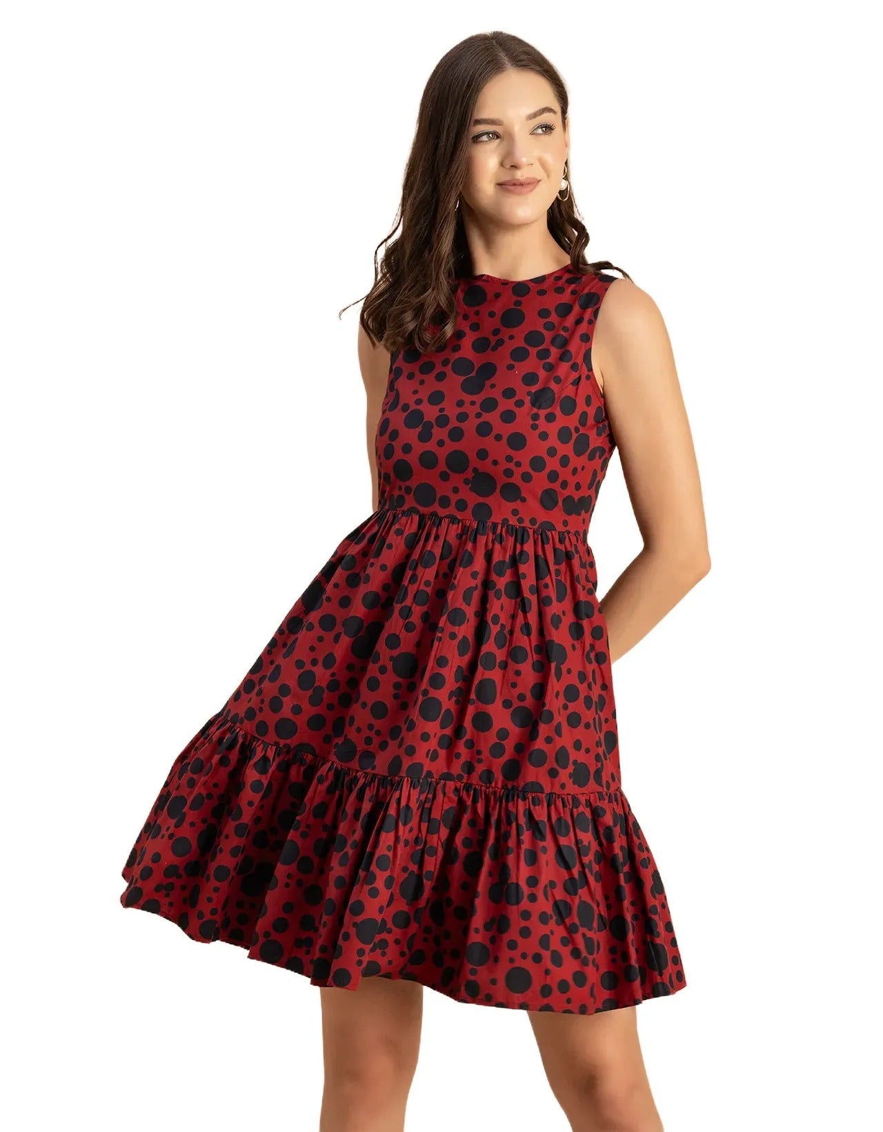 Trendy Printed Cotton Tiered Dress - Stylish Sundress