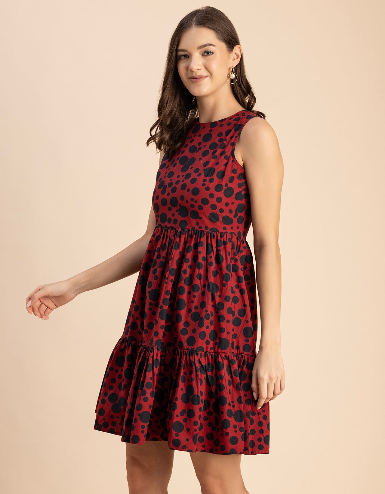 Trendy Printed Cotton Tiered Dress - Stylish Sundress