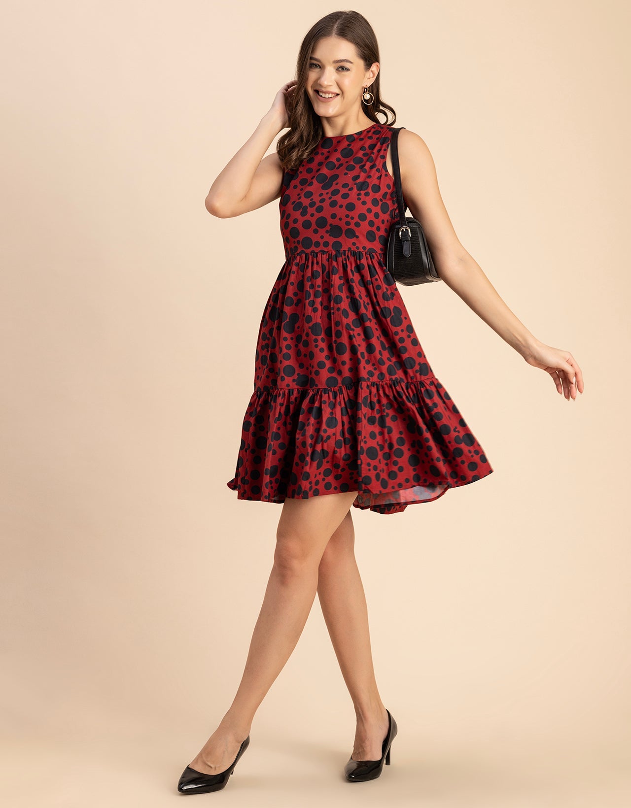 Trendy Printed Cotton Tiered Dress - Stylish Sundress