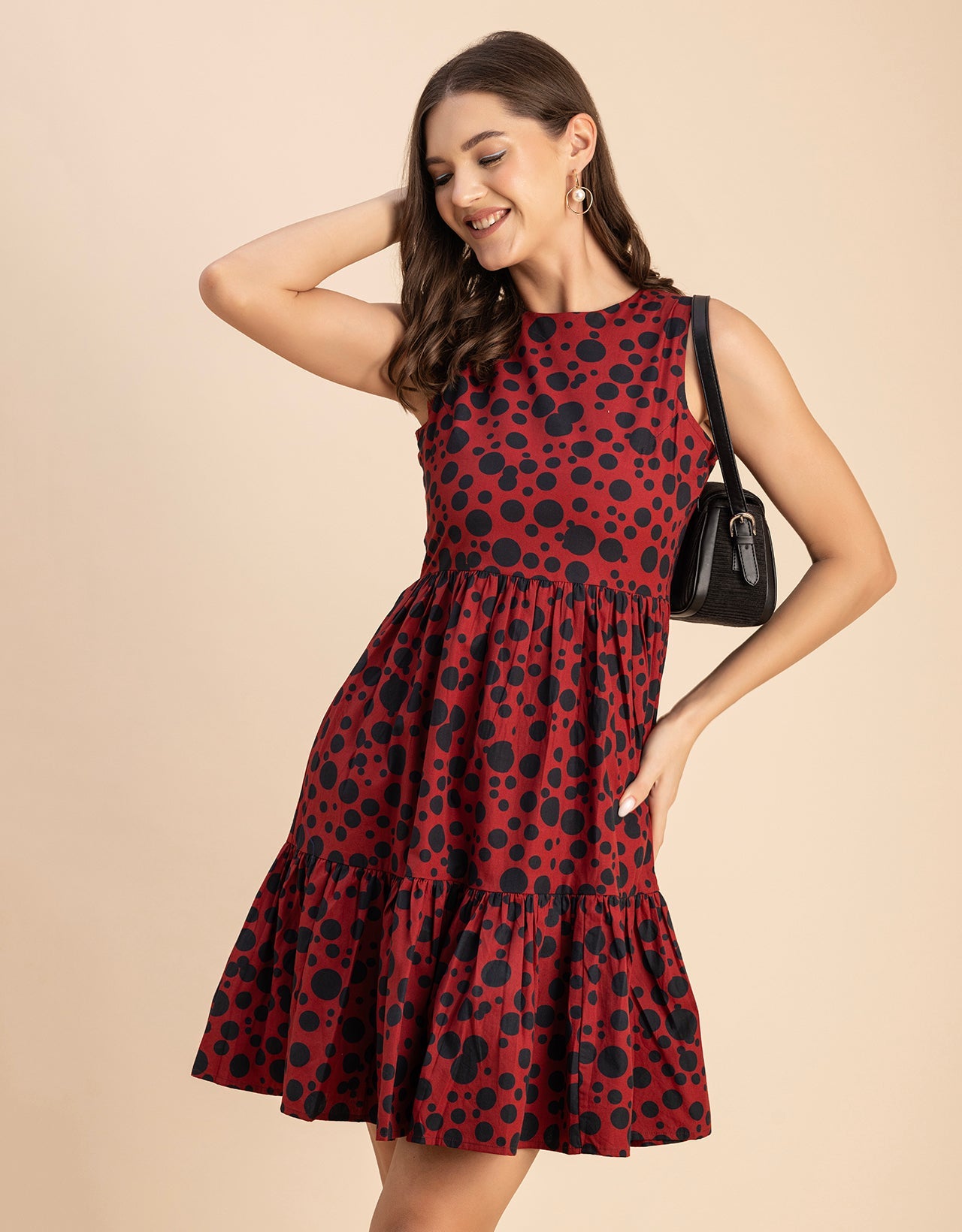 Trendy Printed Cotton Tiered Dress - Stylish Sundress