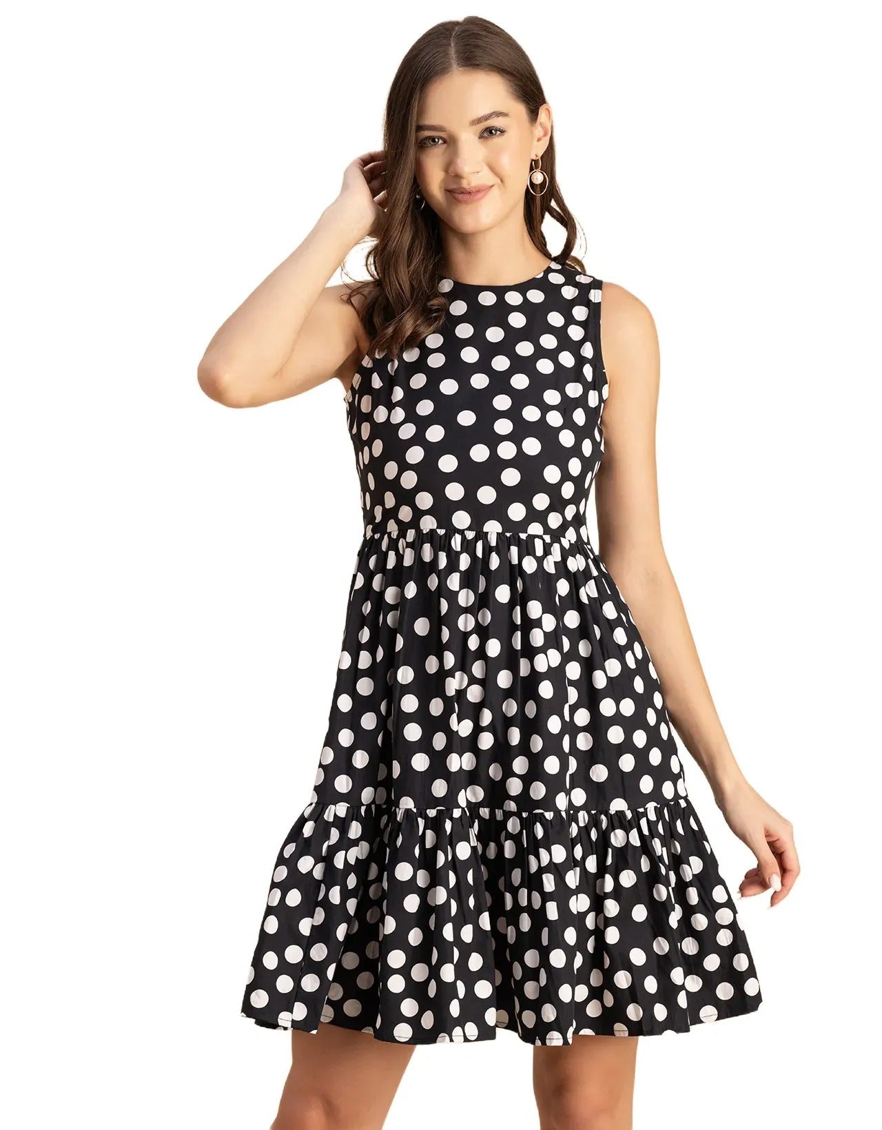 Trendy Printed Cotton Tiered Dress - Stylish Sundress