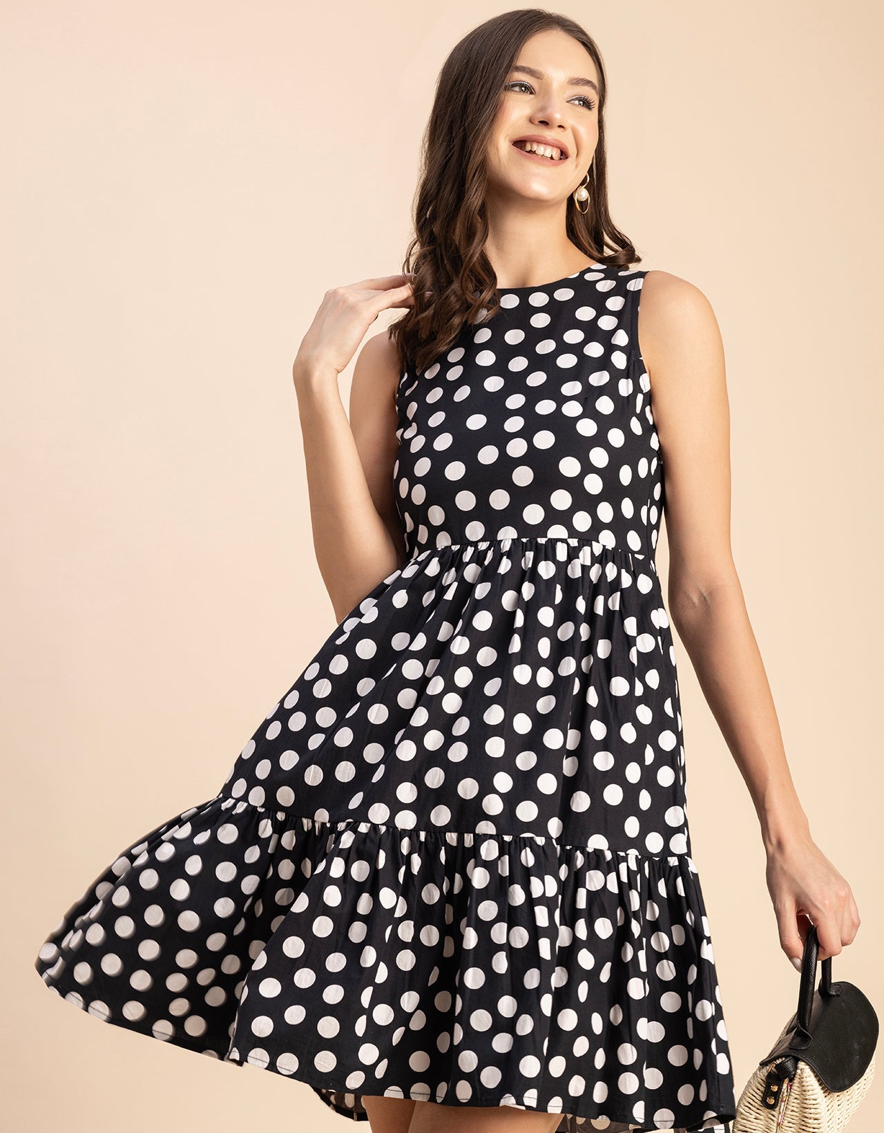 Trendy Printed Cotton Tiered Dress - Stylish Sundress