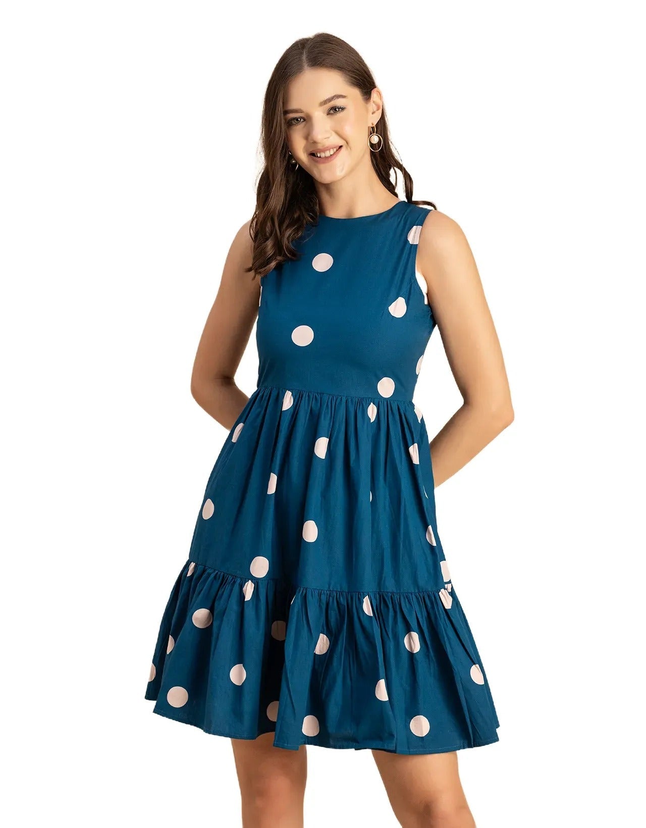 Trendy Printed Cotton Tiered Dress - Stylish Sundress