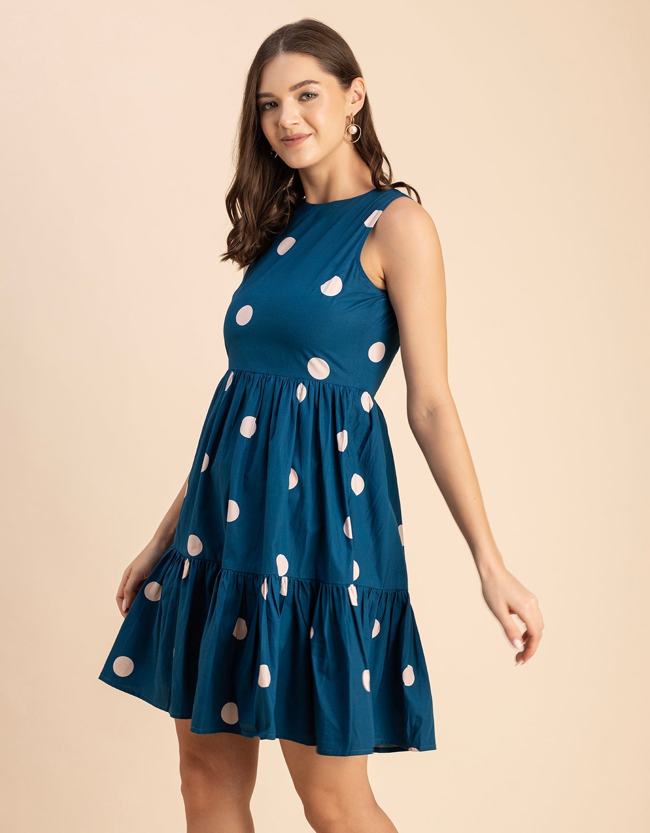 Trendy Printed Cotton Tiered Dress - Stylish Sundress