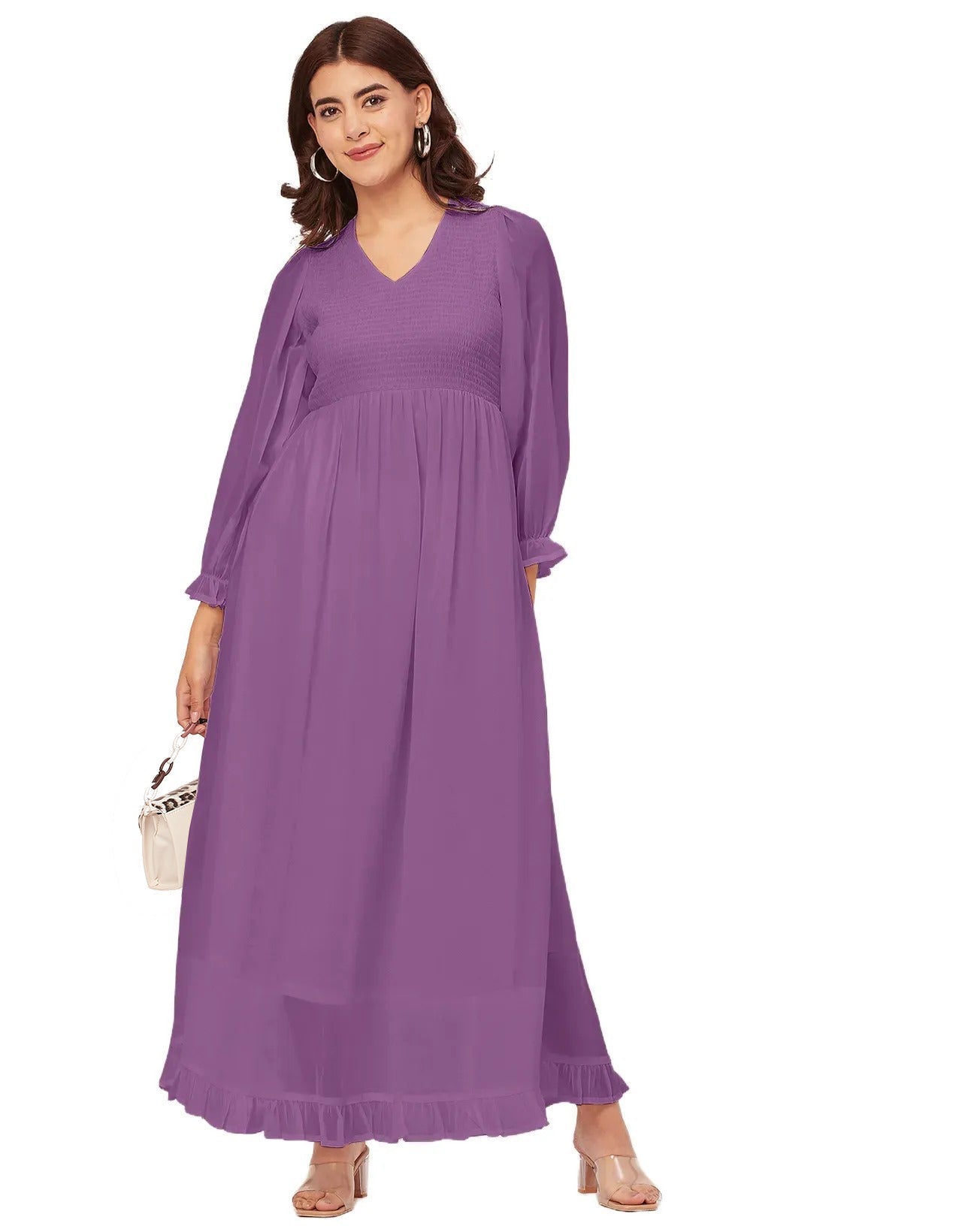 Elegant Solid Long Sleeve Women Dress