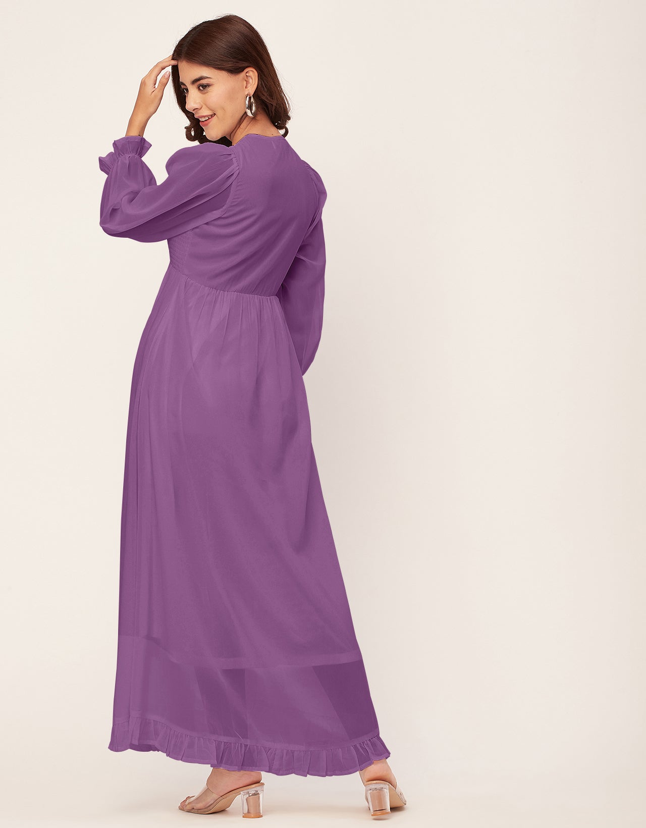 Elegant Solid Long Sleeve Women Dress