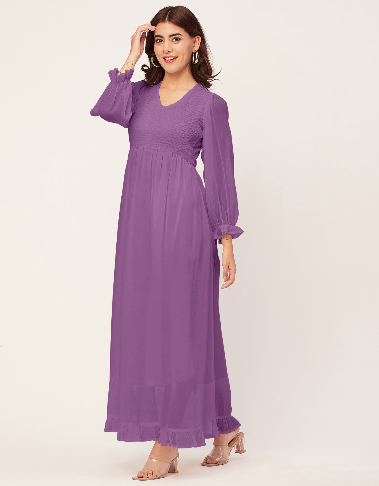 Elegant Solid Long Sleeve Women Dress