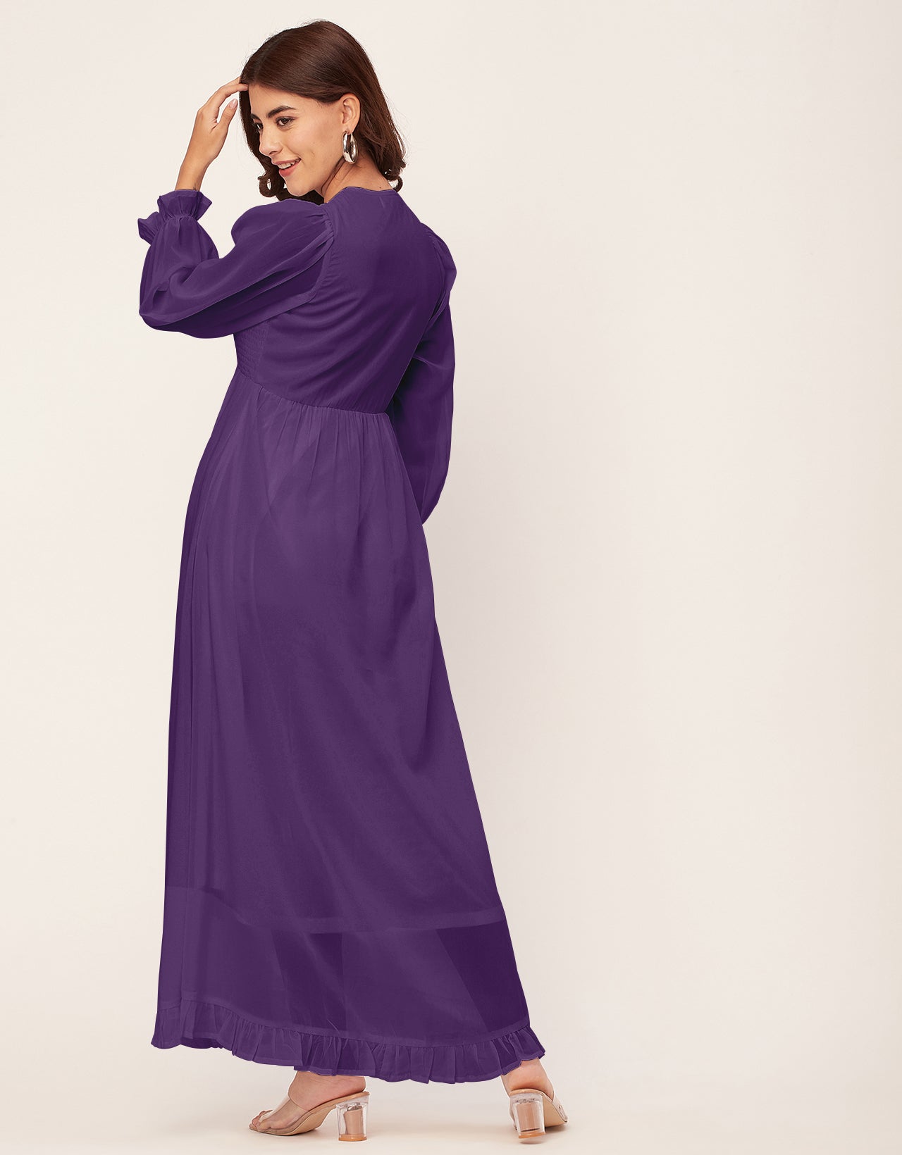 Elegant Solid Long Sleeve Women Dress