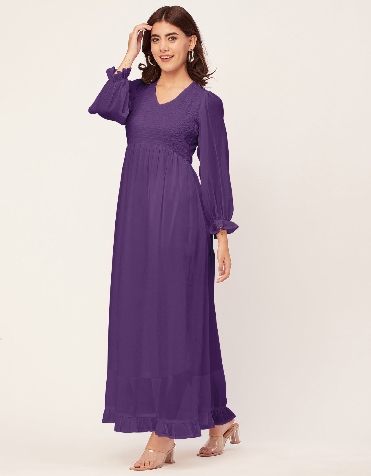 Elegant Solid Long Sleeve Women Dress
