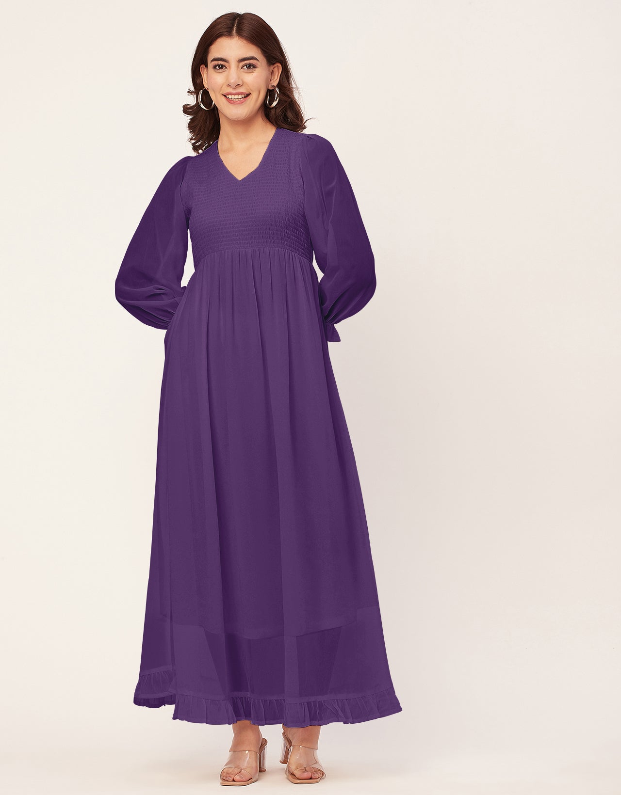 Elegant Solid Long Sleeve Women Dress