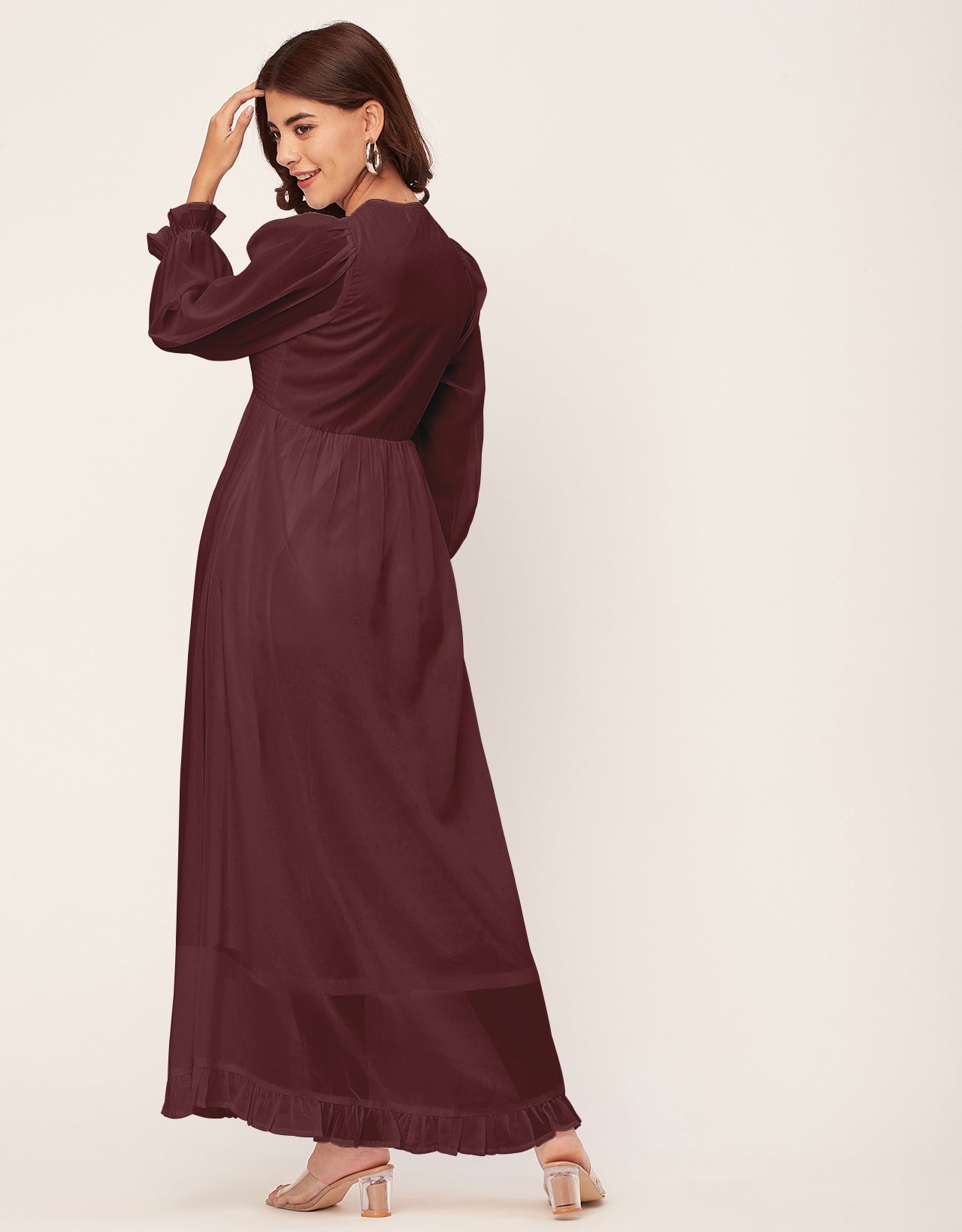 Elegant Solid Long Sleeve Women Dress