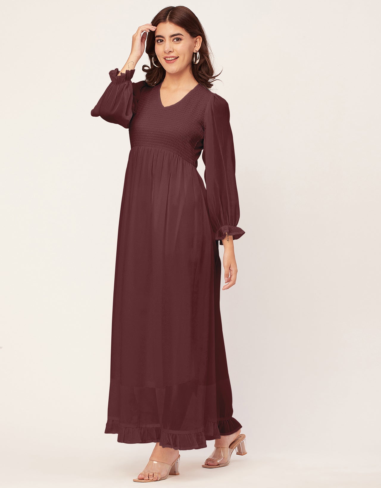 Elegant Solid Long Sleeve Women Dress