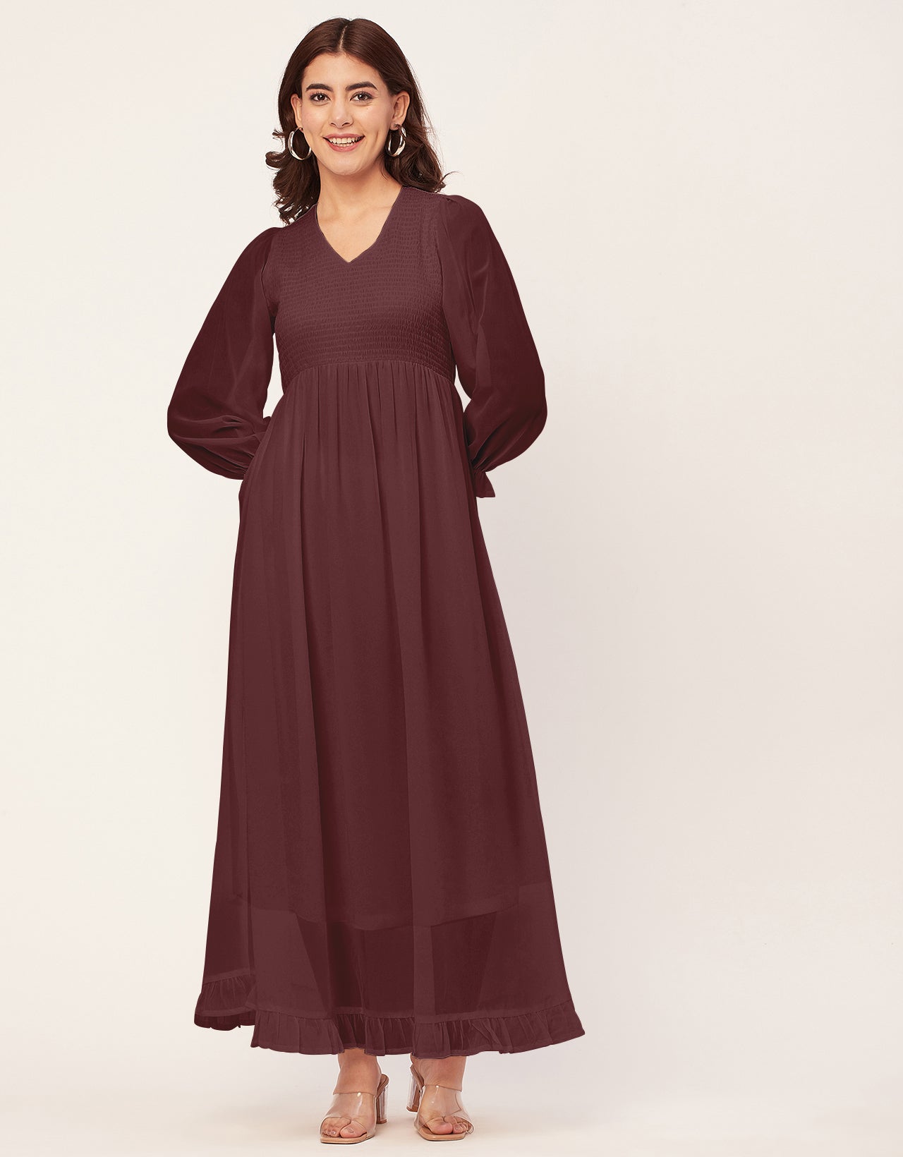 Elegant Solid Long Sleeve Women Dress