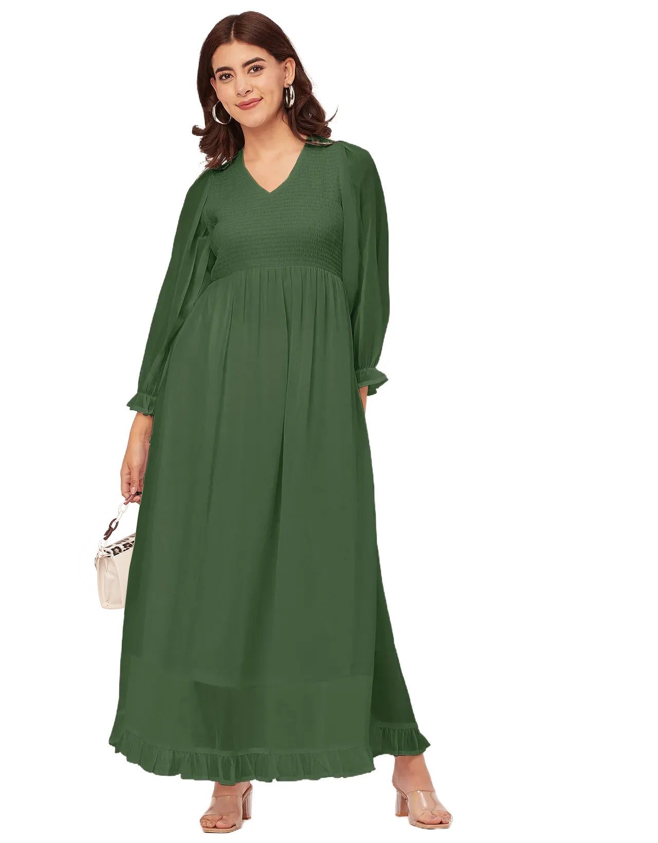Elegant Solid Long Sleeve Women Dress