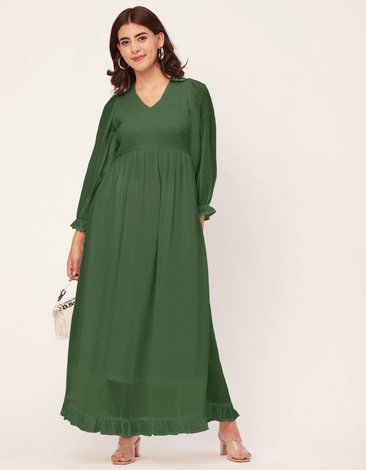 Elegant Solid Long Sleeve Women Dress