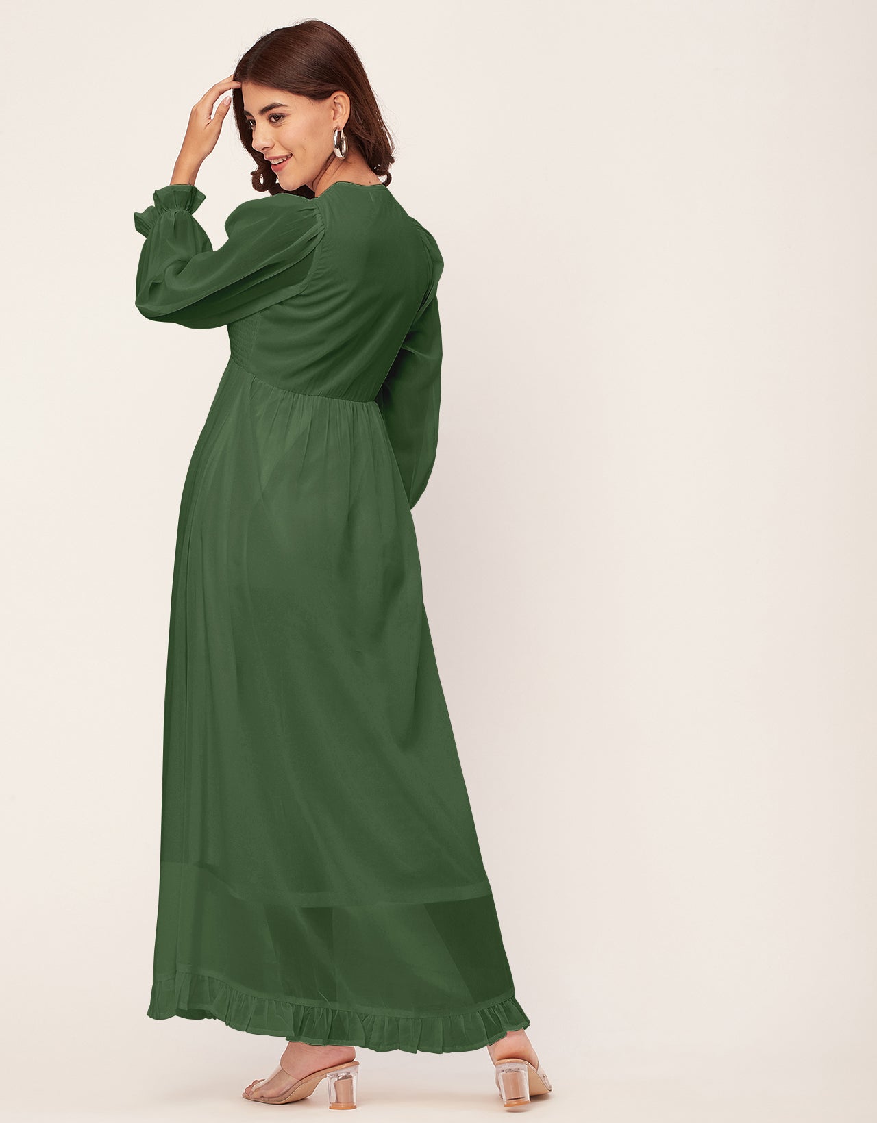 Elegant Solid Long Sleeve Women Dress