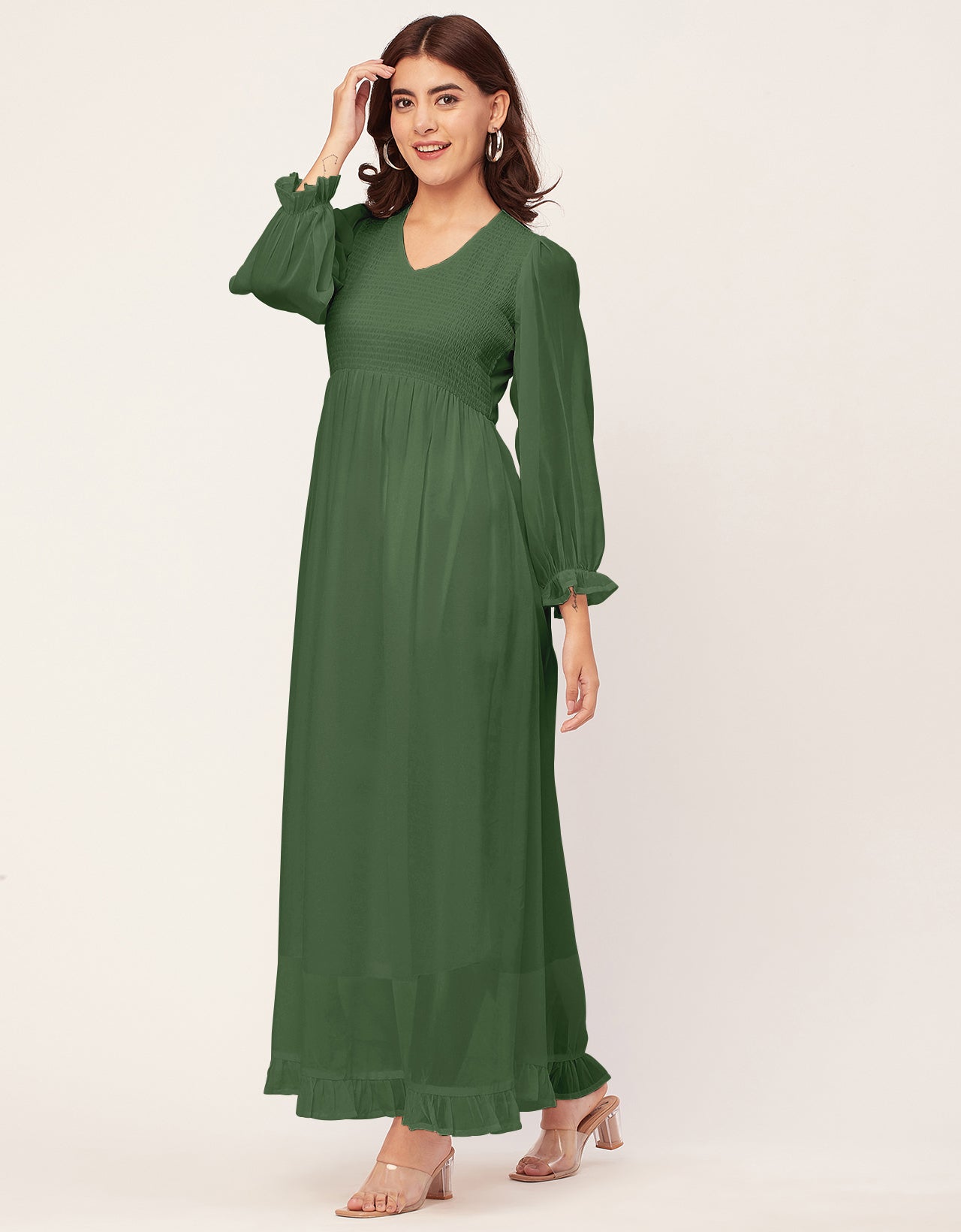 Elegant Solid Long Sleeve Women Dress