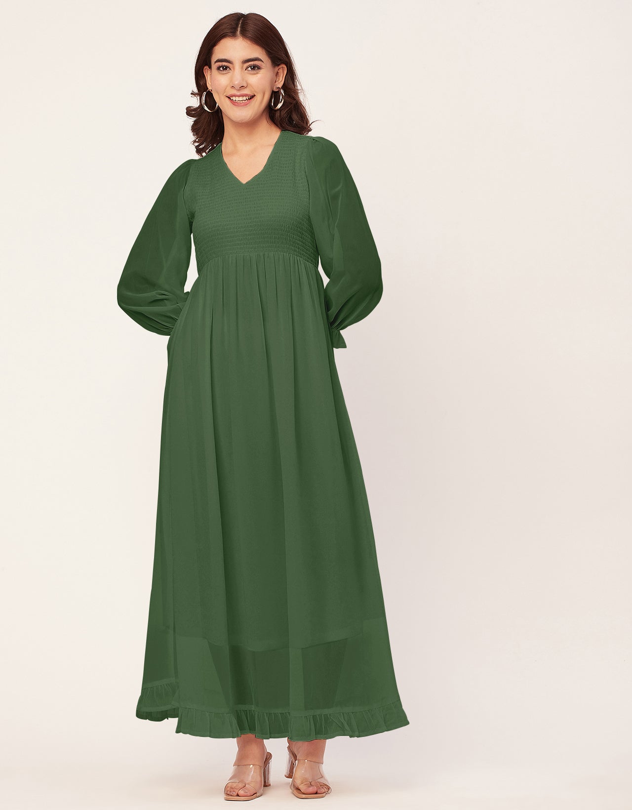 Elegant Solid Long Sleeve Women Dress