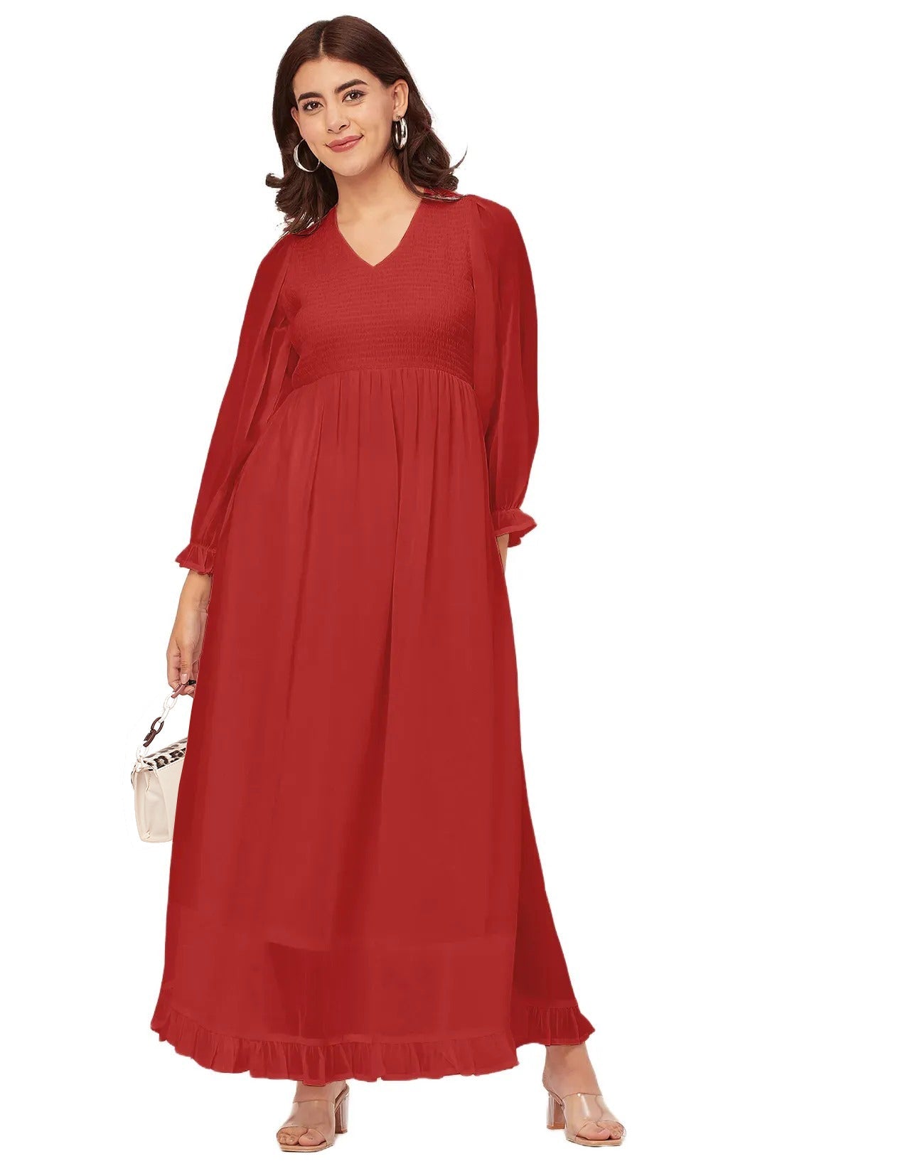 Elegant Solid Long Sleeve Women Dress