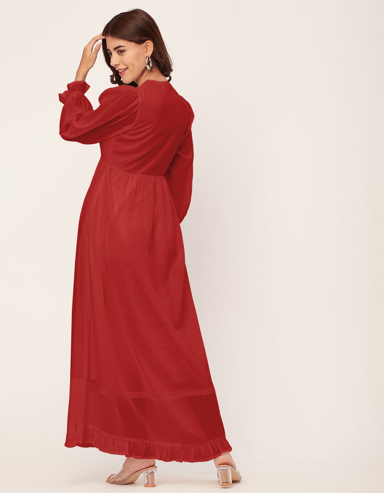 Elegant Solid Long Sleeve Women Dress