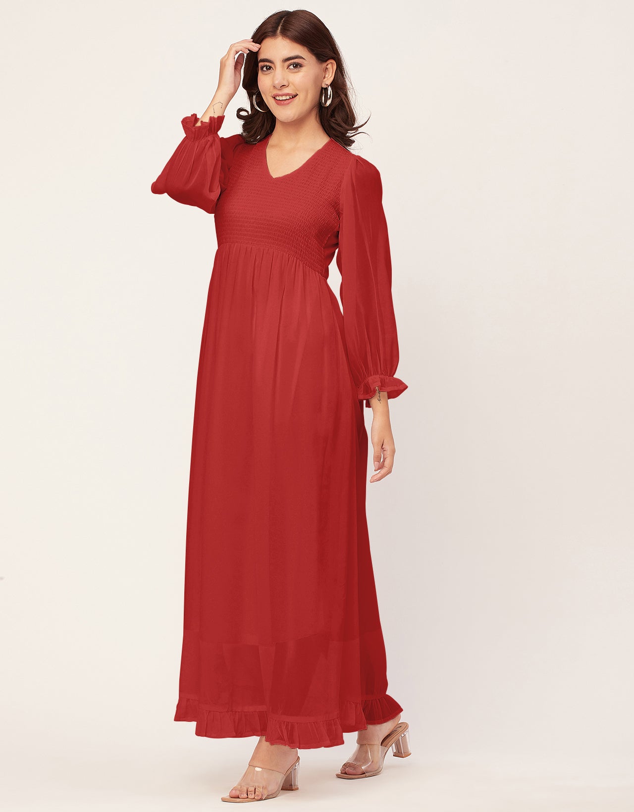 Elegant Solid Long Sleeve Women Dress