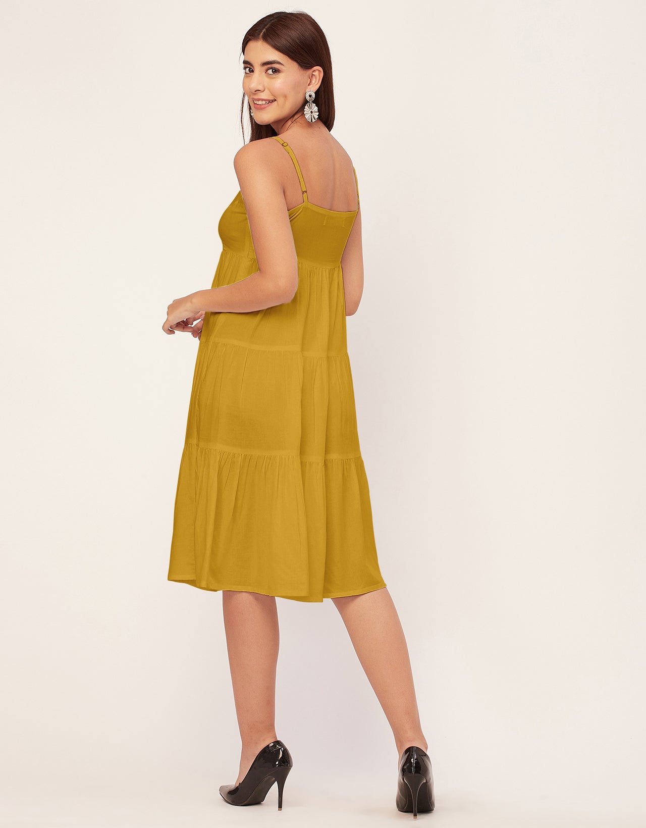 Sweetheart Neck Sleeveless Solid Rayon Dress
