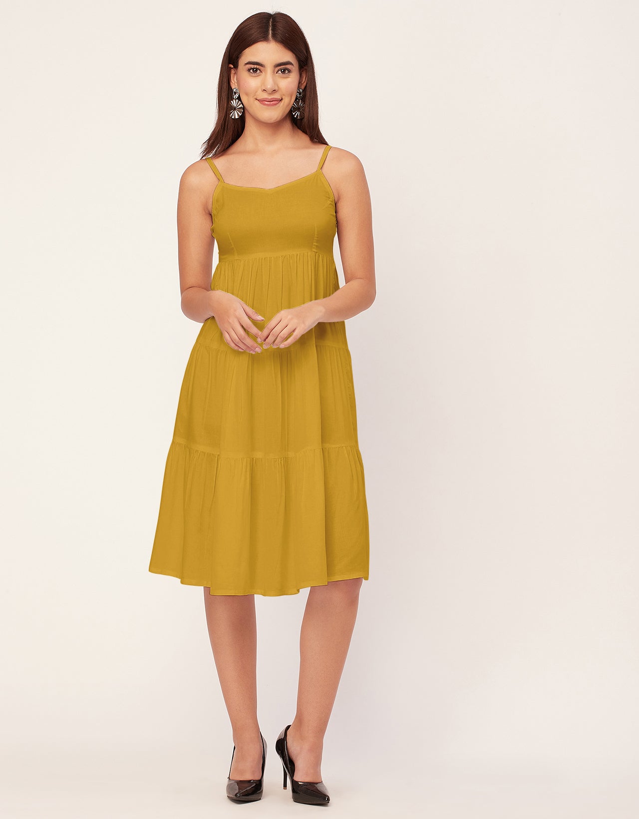 Sweetheart Neck Sleeveless Solid Rayon Dress