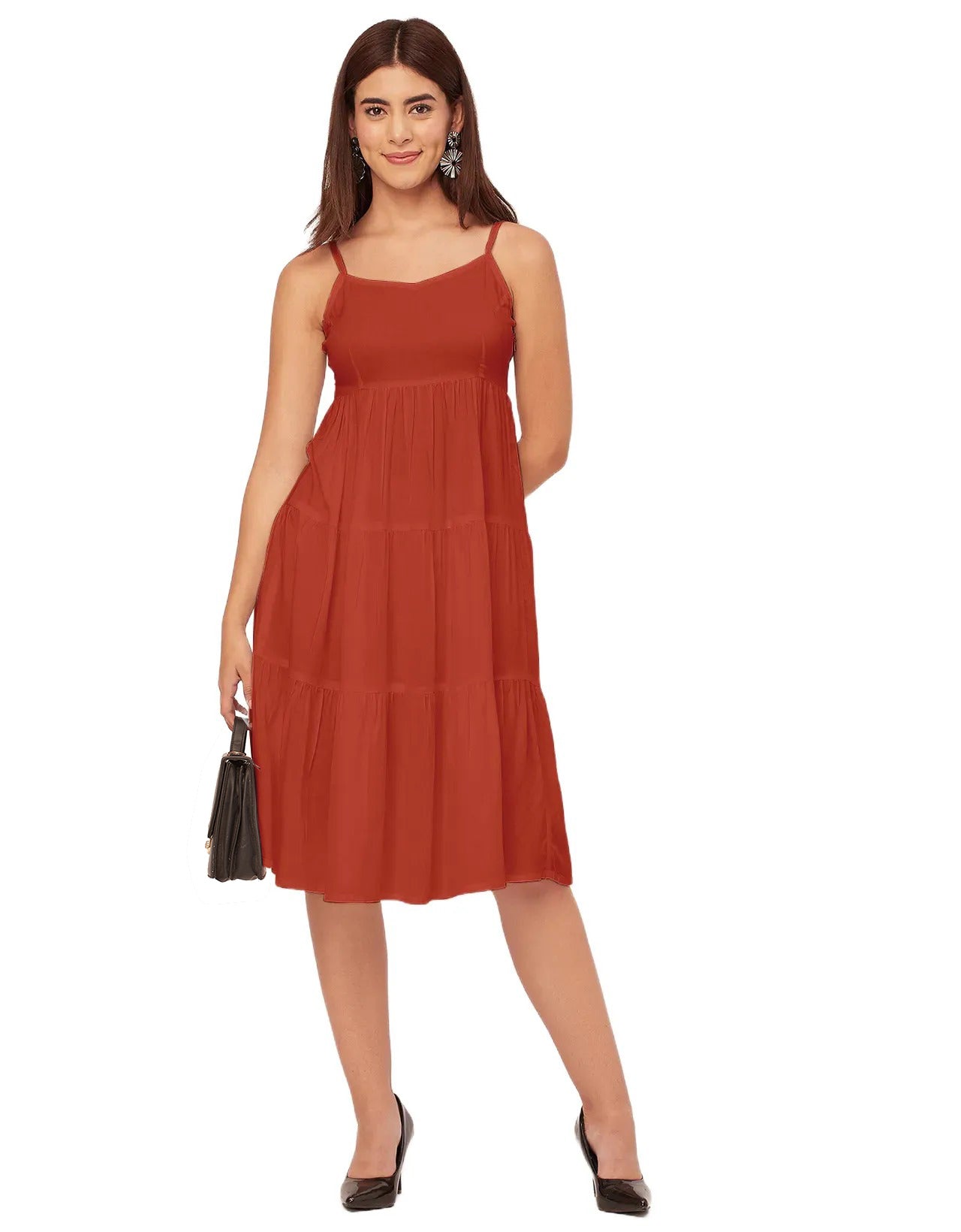 Sweetheart Neck Sleeveless Solid Rayon Dress