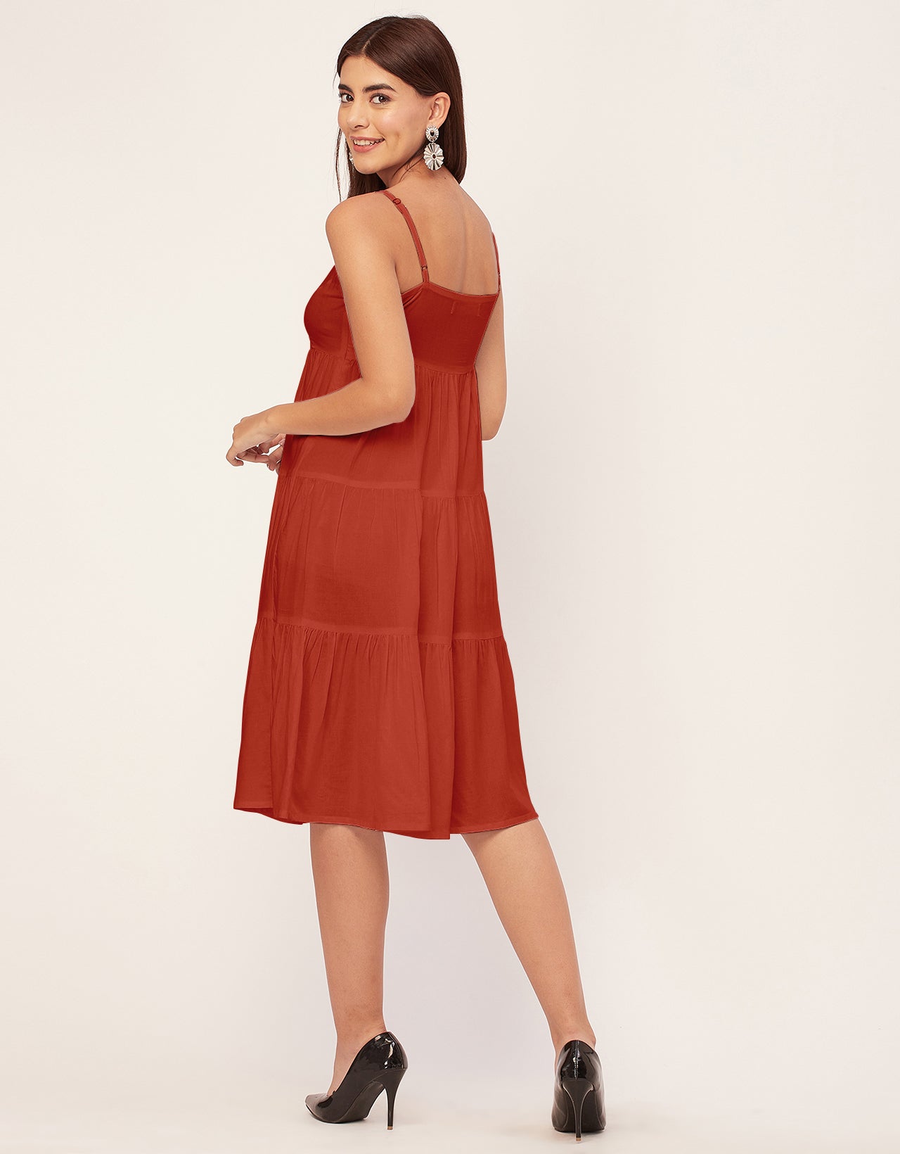Sweetheart Neck Sleeveless Solid Rayon Dress