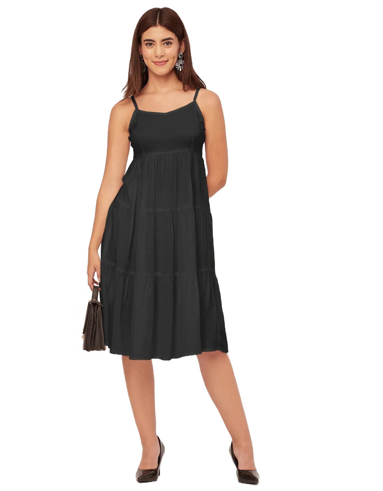 Sweetheart Neck Sleeveless Solid Rayon Dress