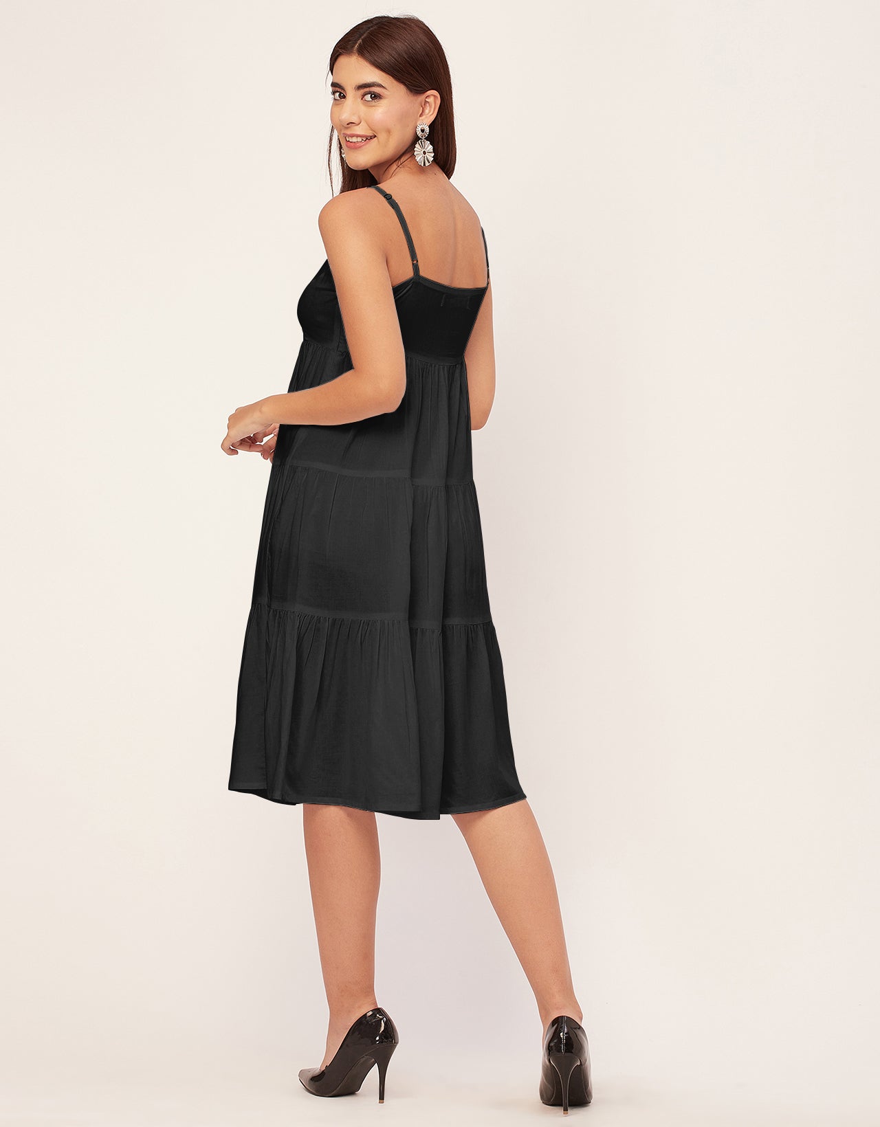 Sweetheart Neck Sleeveless Solid Rayon Dress
