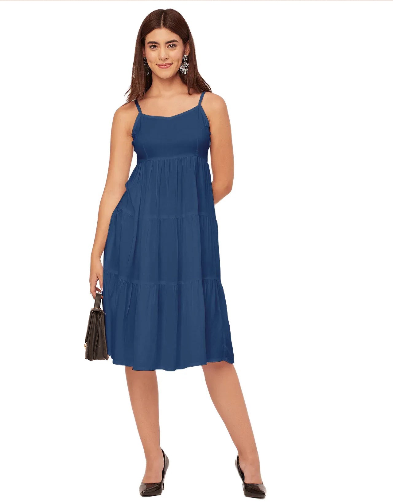 Sweetheart Neck Sleeveless Solid Rayon Dress