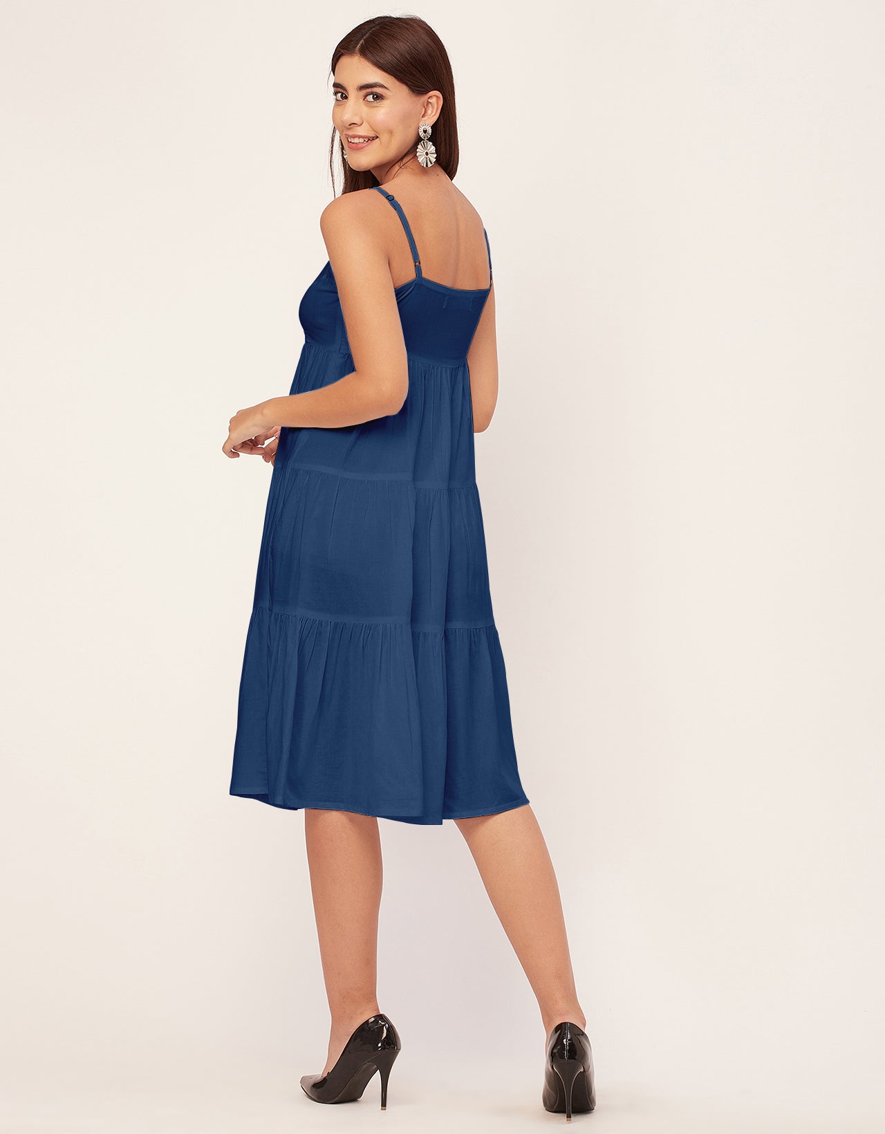 Sweetheart Neck Sleeveless Solid Rayon Dress