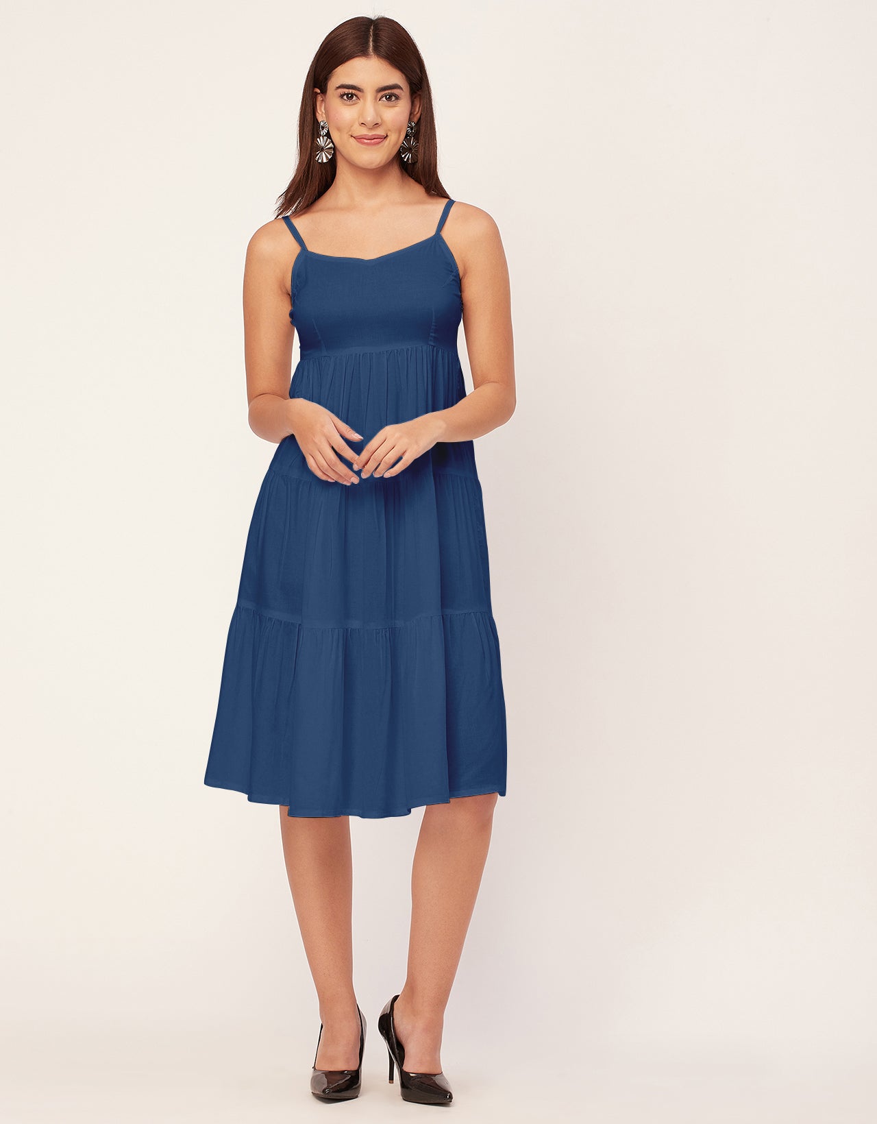 Sweetheart Neck Sleeveless Solid Rayon Dress
