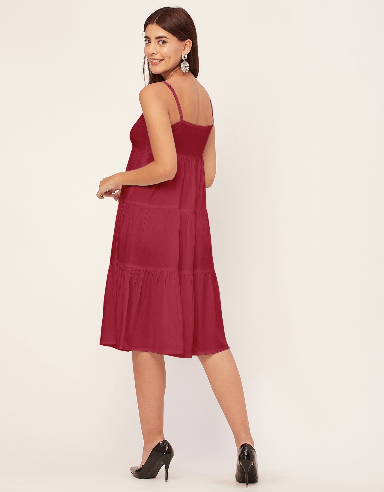 Sweetheart Neck Sleeveless Solid Rayon Dress
