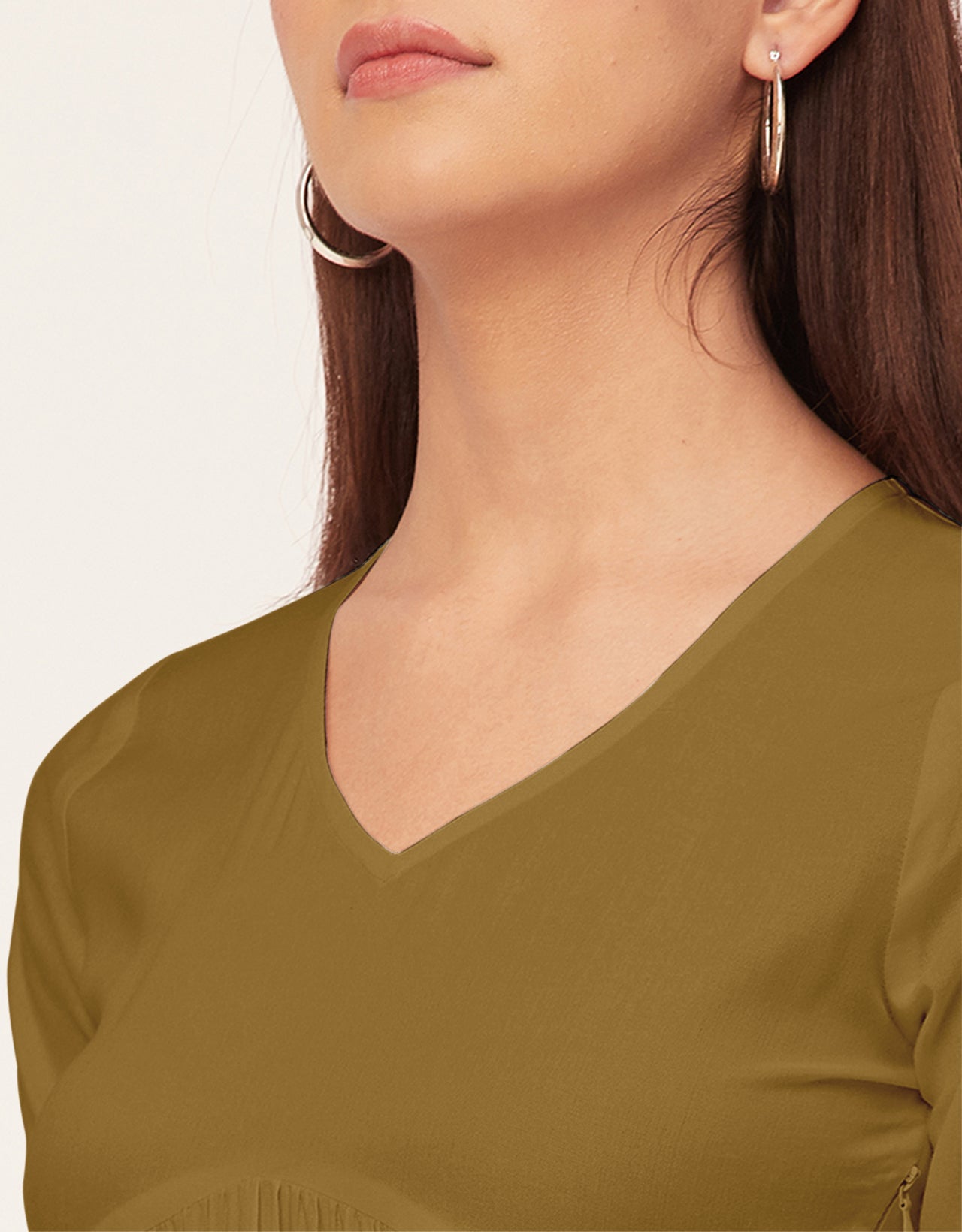 Women Trendy V Neck Solid Rayon Dress