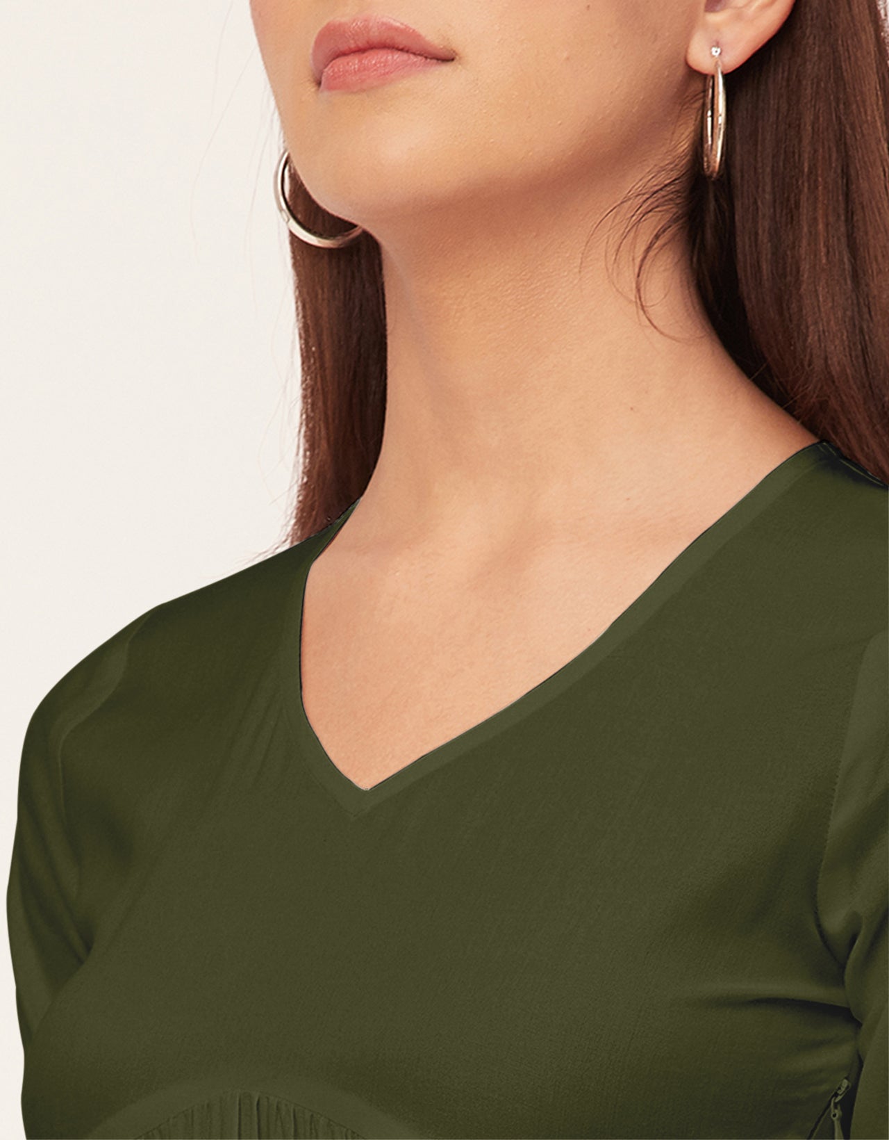 Women Trendy V Neck Solid Rayon Dress