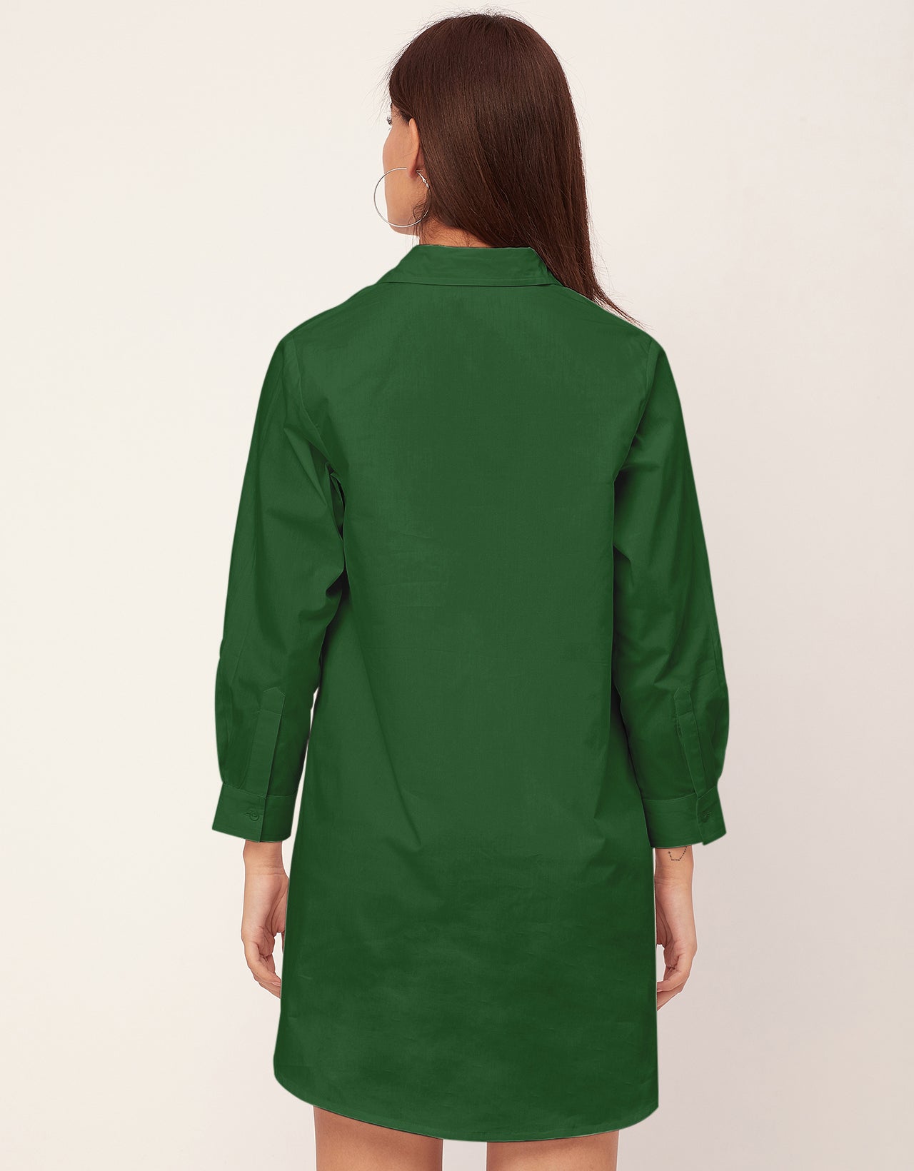 Women Classic Solid Cotton Shirt Dress