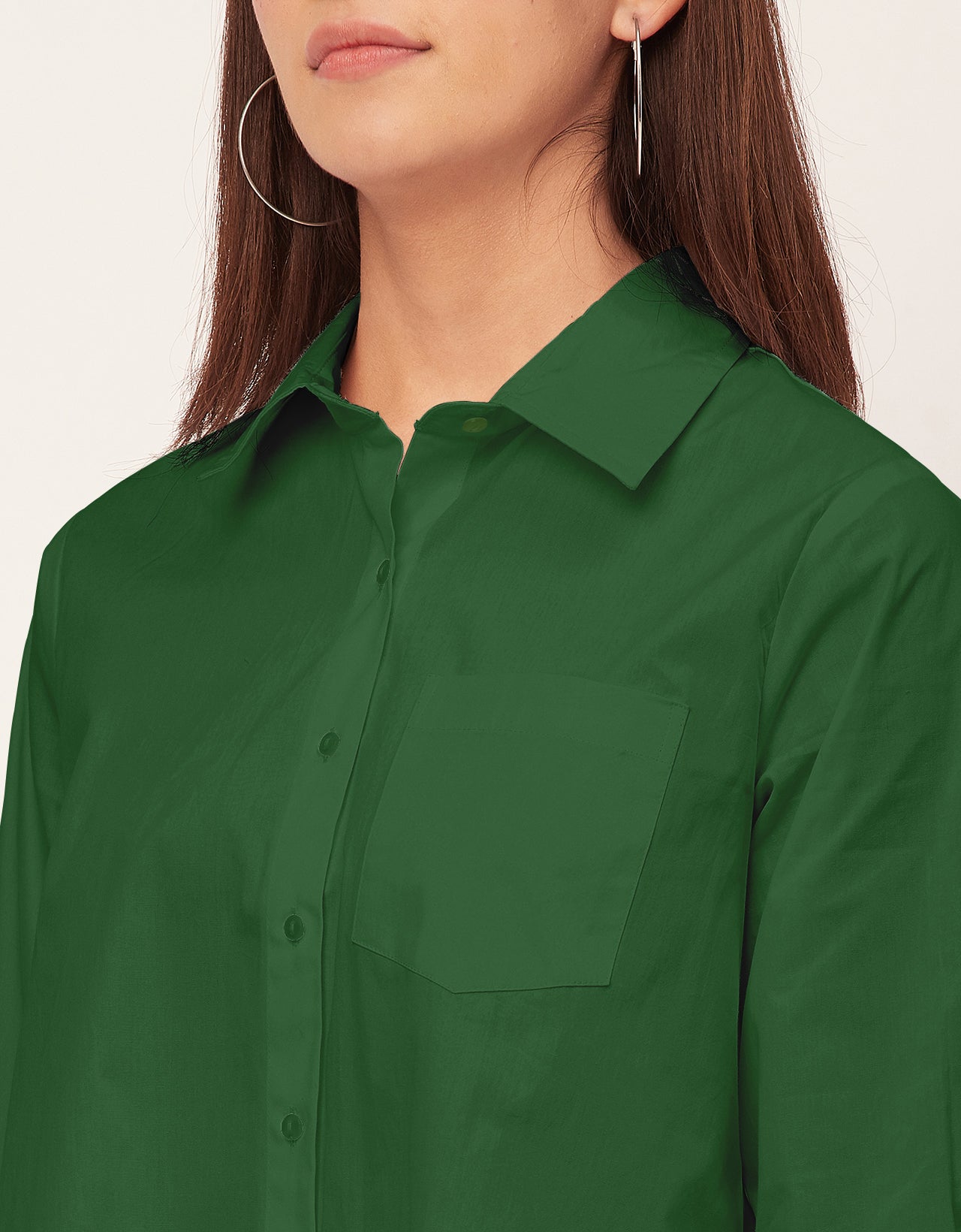Women Classic Solid Cotton Shirt Dress